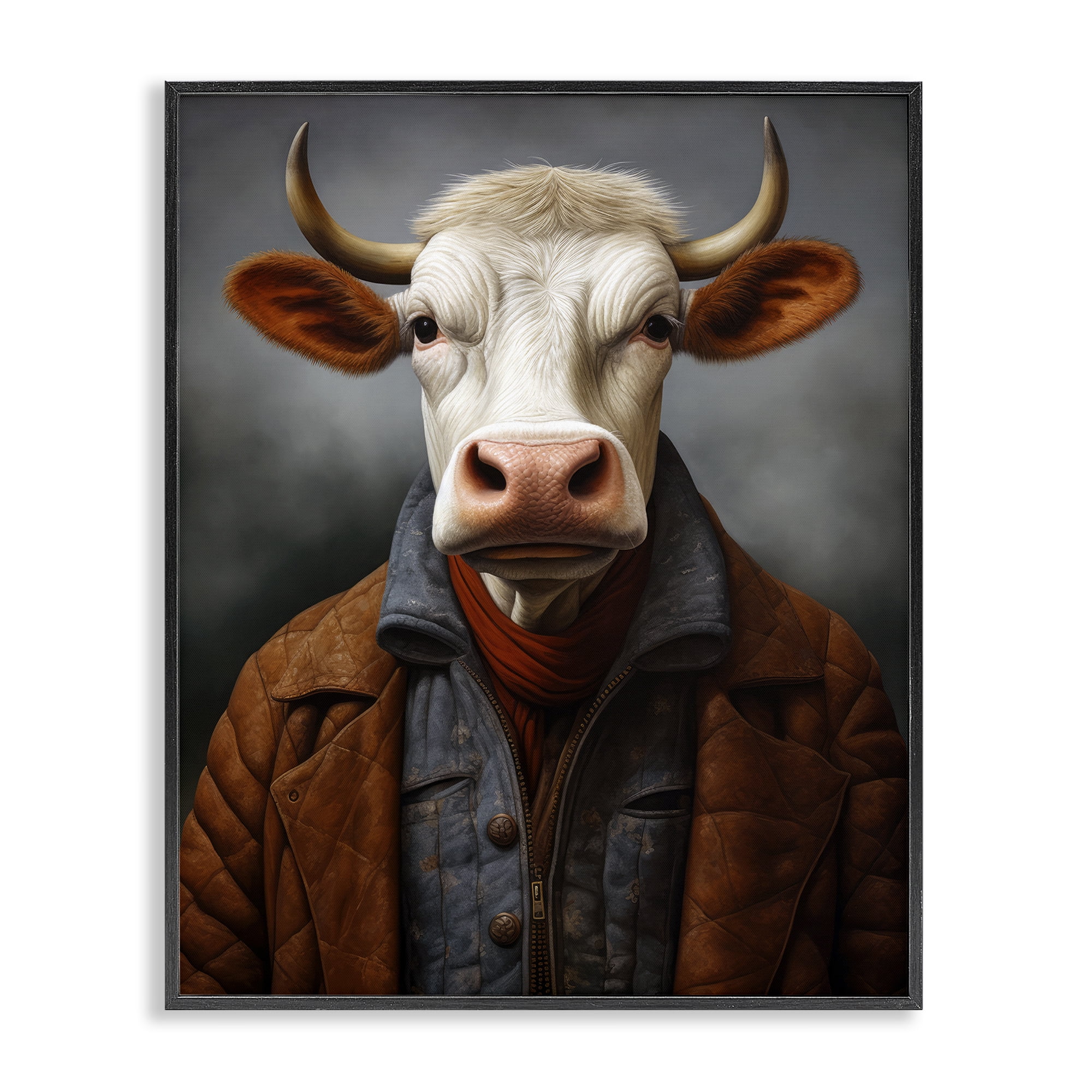 Stupell Industries Chianina Style Cow Black Framed Giclee Art, design by Ray Powers