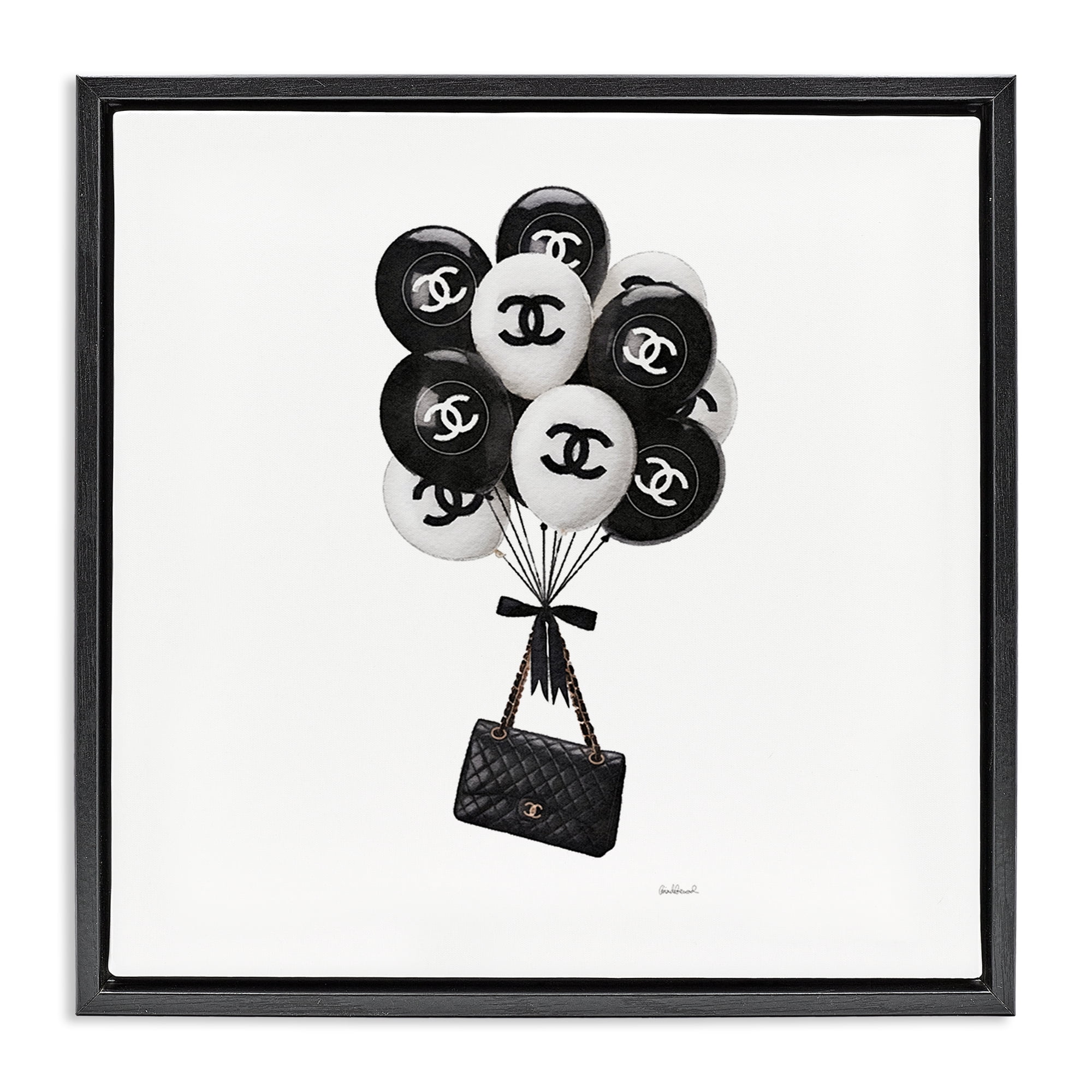 Stupell Industries Chic Balloons & Purse Black Framed Floater Canvas Wall Art, design by Amanda Greenwood
