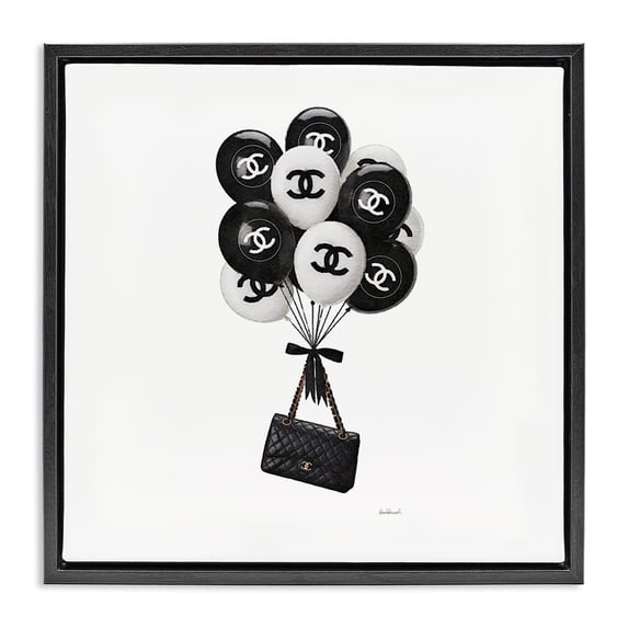 Stupell Industries Contemporary Chic Balloons & Purse Black Floating Frame Canvas Art, 18 x 18, by Amanda Greenwood