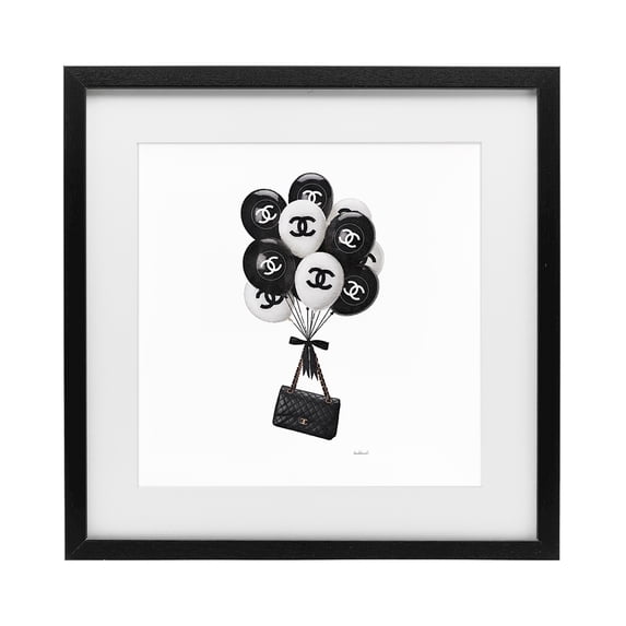 Stupell Industries Contemporary Chic Balloons & Purse Black Framed Print Under Glass, 13 x 13, by Amanda Greenwood