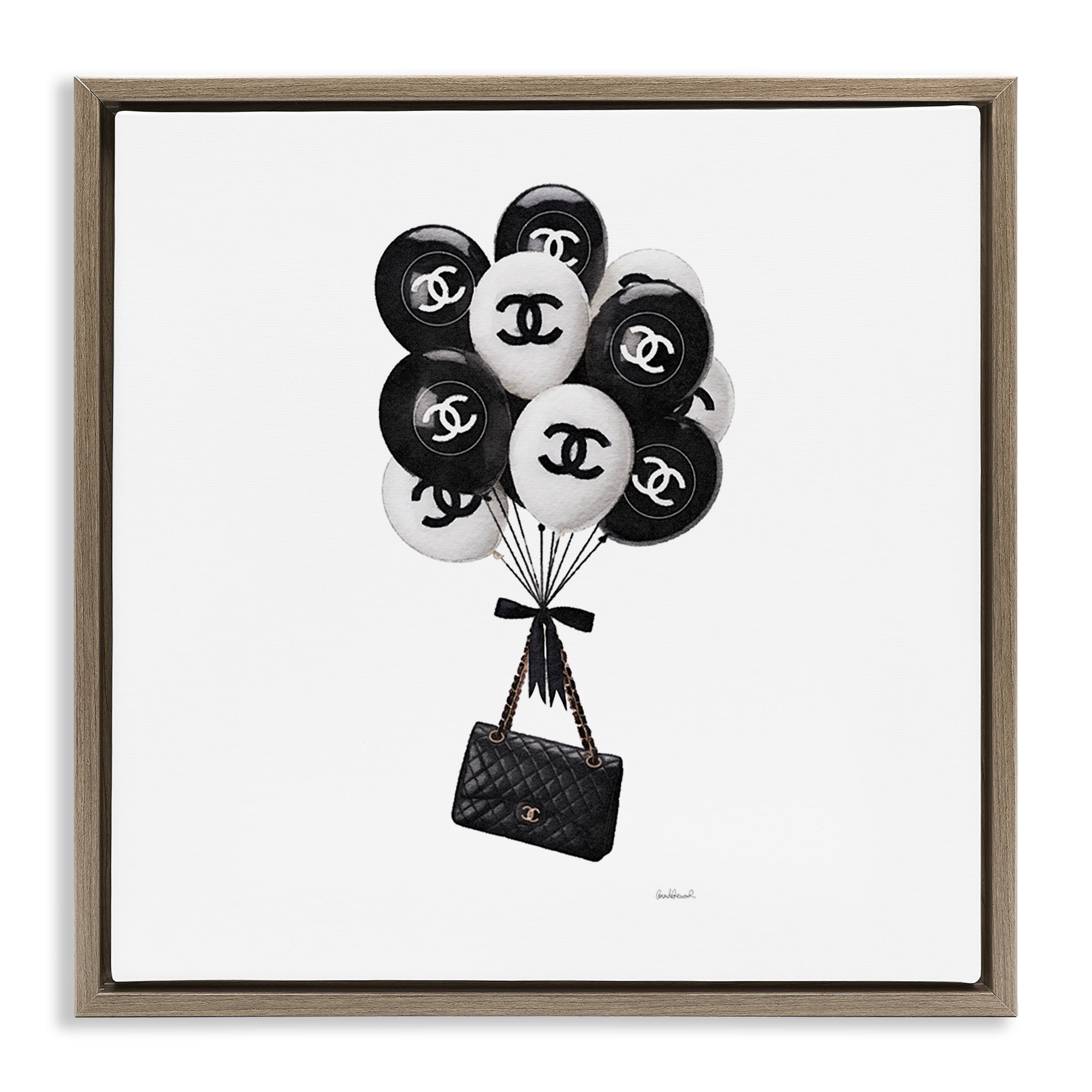 Stupell Industries Chic Balloons & Purse Brown Framed Floater Canvas Wall Art, design by Amanda Greenwood