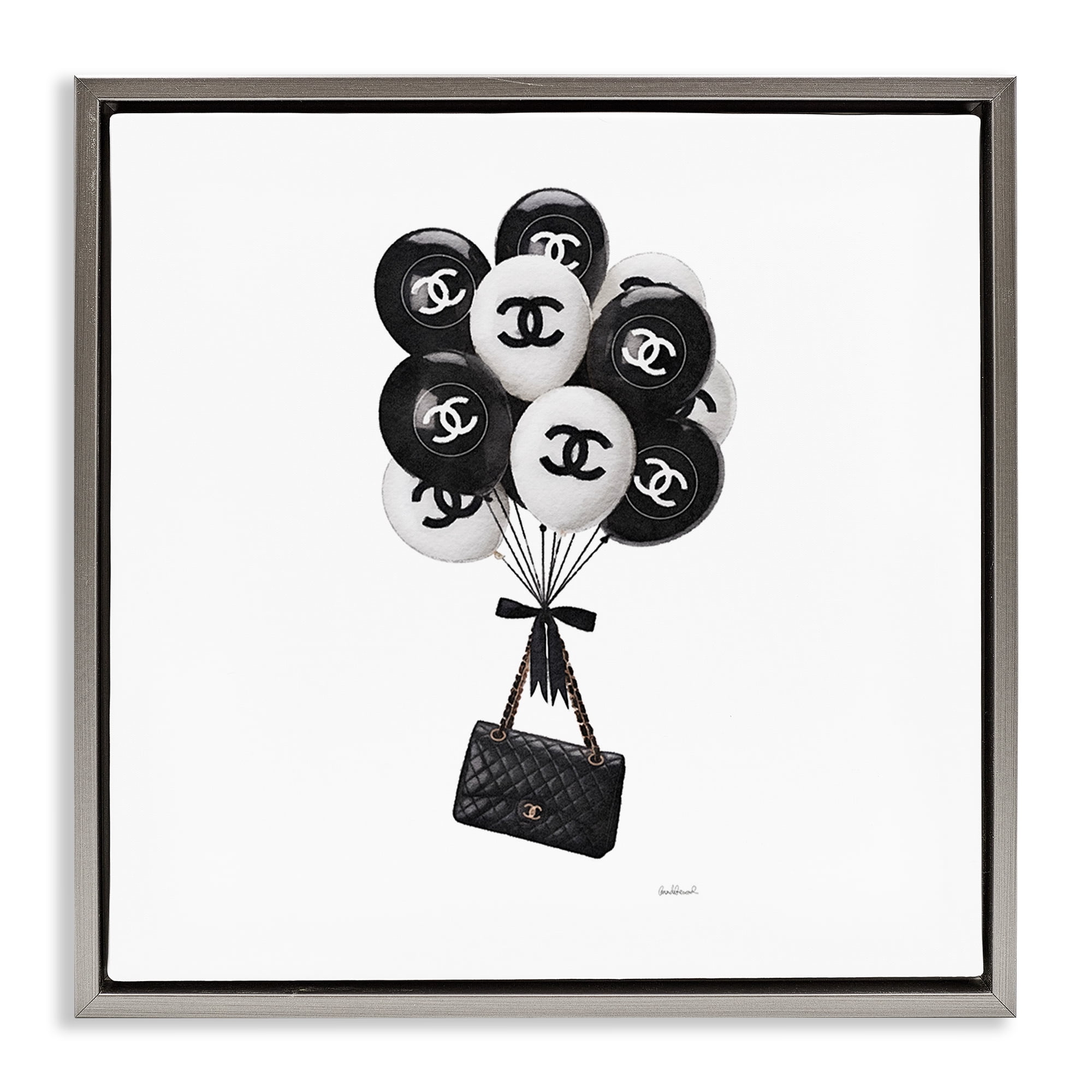 Stupell Industries Chic Balloons & Purse Gray Framed Floater Canvas Wall Art, design by Amanda Greenwood