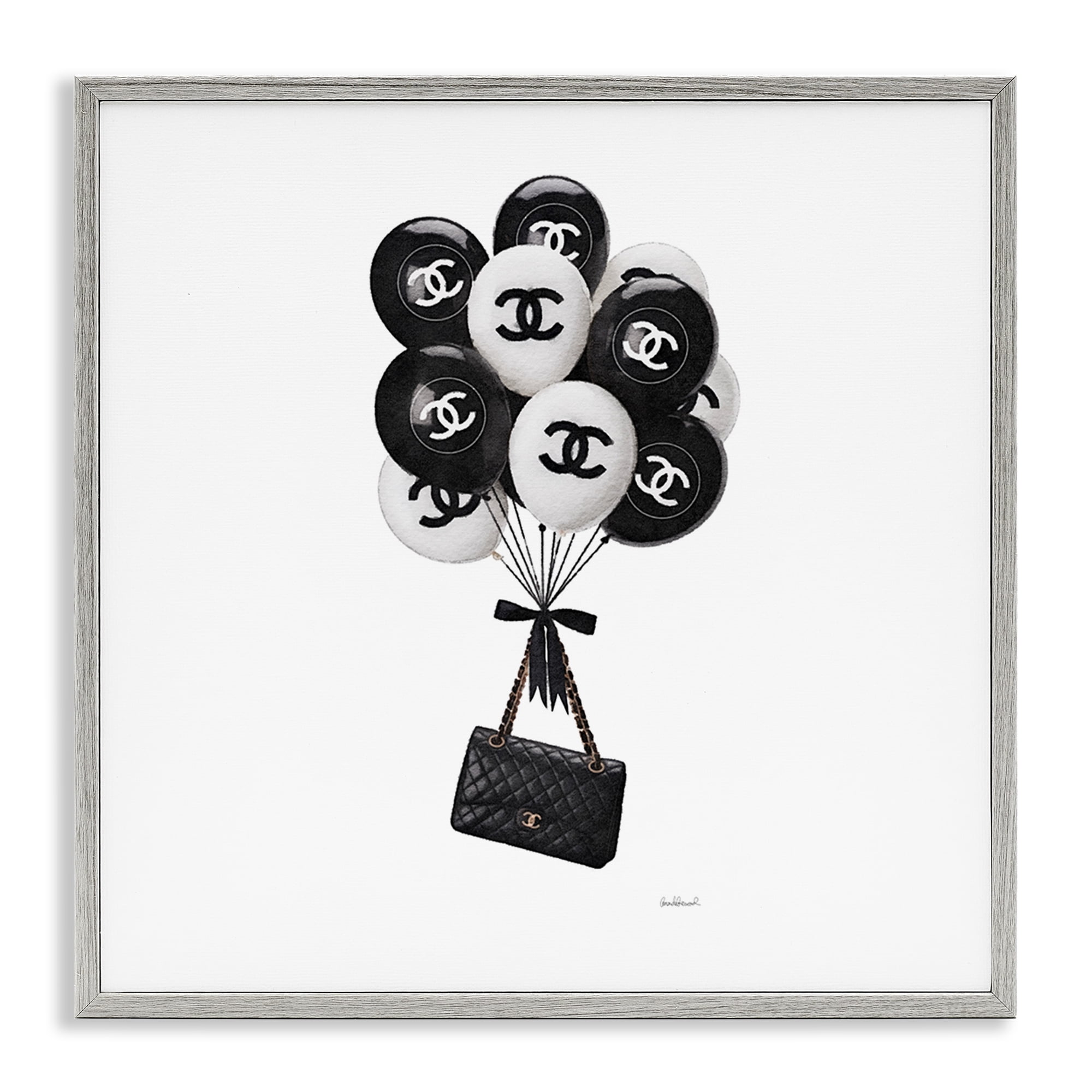 Stupell Industries Chic Balloons & Purse Gray Framed Giclee Art, design by Amanda Greenwood