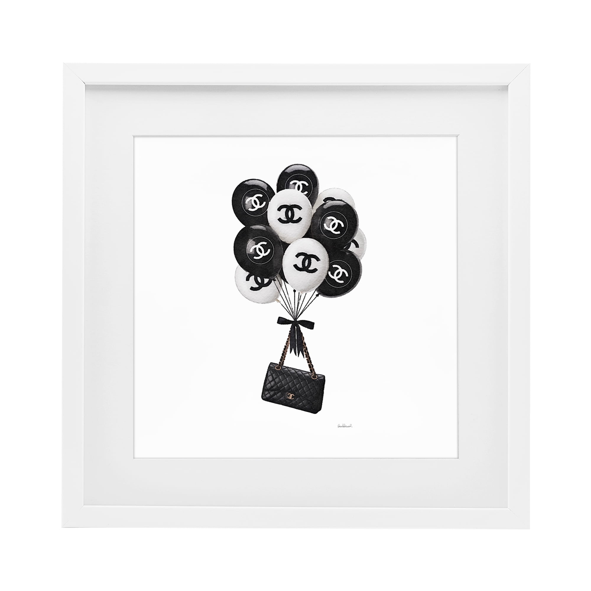 Stupell Industries Chic Balloons & Purse White Framed Print Under Glass, design by Amanda Greenwood