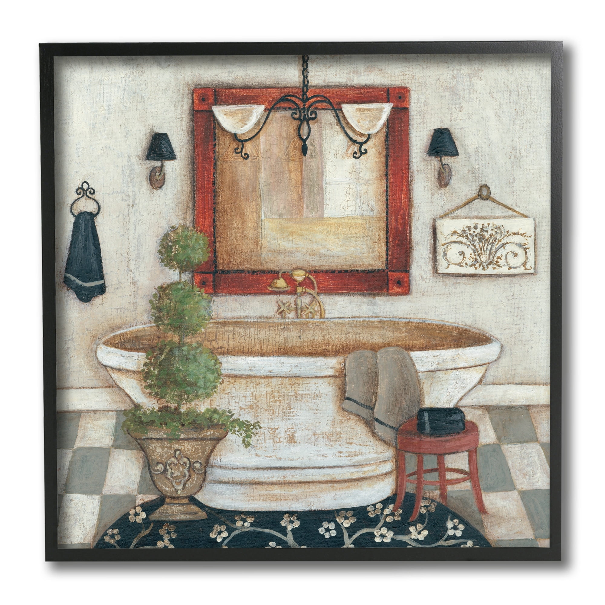 Stupell Industries Chic Bathroom Interior Traditional Home Charm Black Framed, 12 x 12, Design by R. Rig