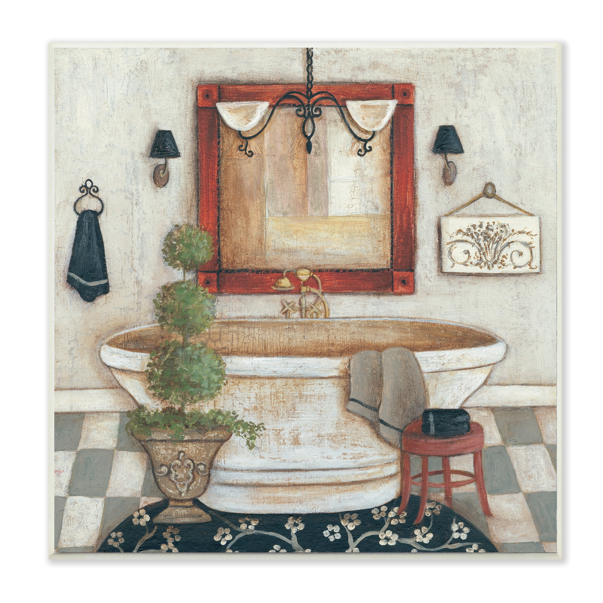 Stupell Industries Chic Bathroom Interior Traditional Home Charm Wall Plaque, 12 x 12, Design by R. Rig