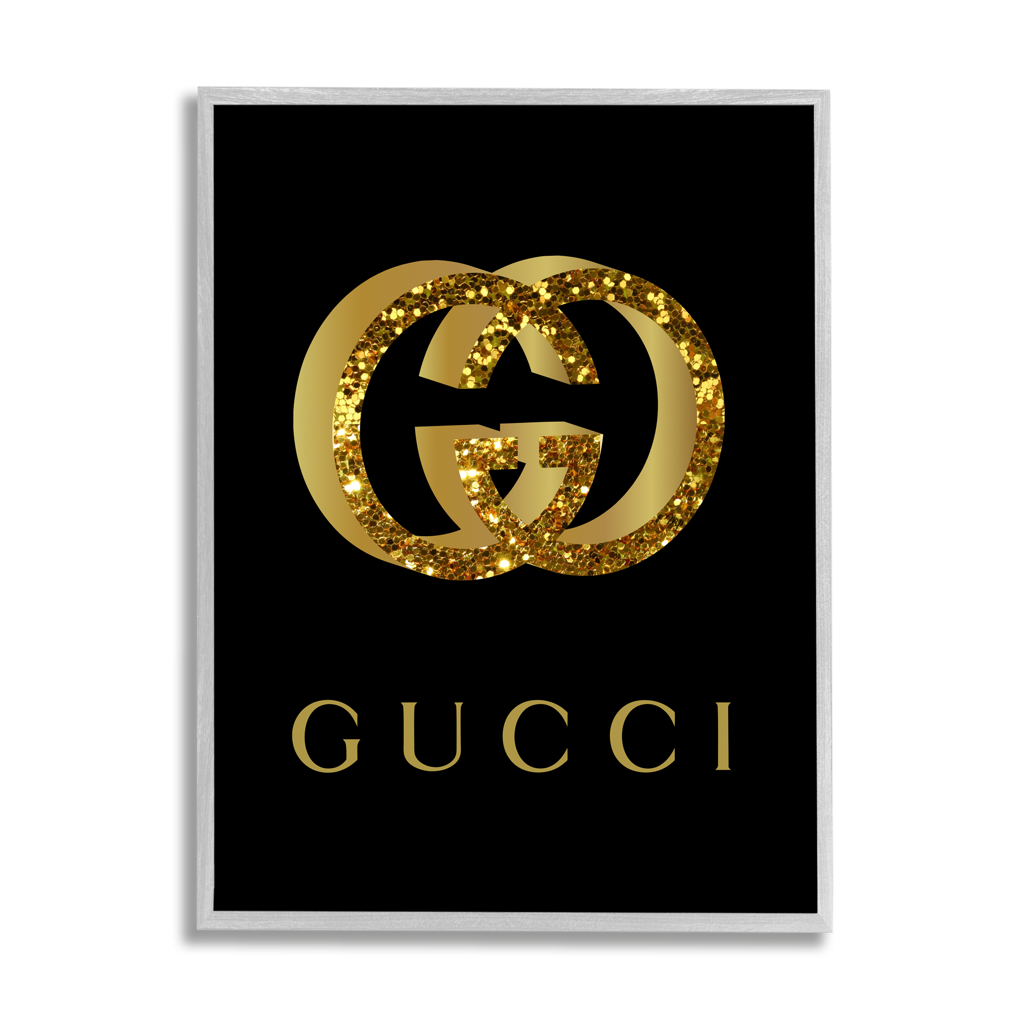 Stupell Industries Chic Black Fashion Symbol Typography Painting Gray Framed Art Print Wall Art, 24 x 30