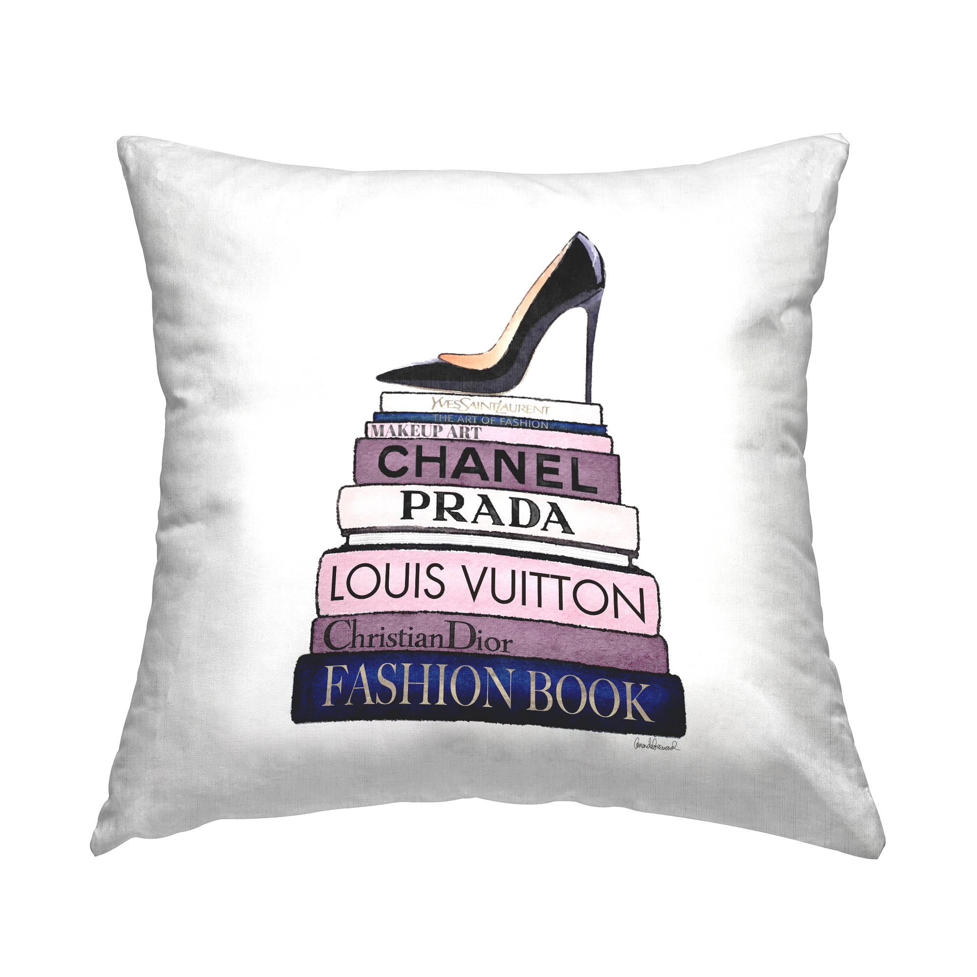 Stupell Industries Chic Black High Heel Stacked Fashion Books Design by  Amanda Greenwood Throw Pillow 