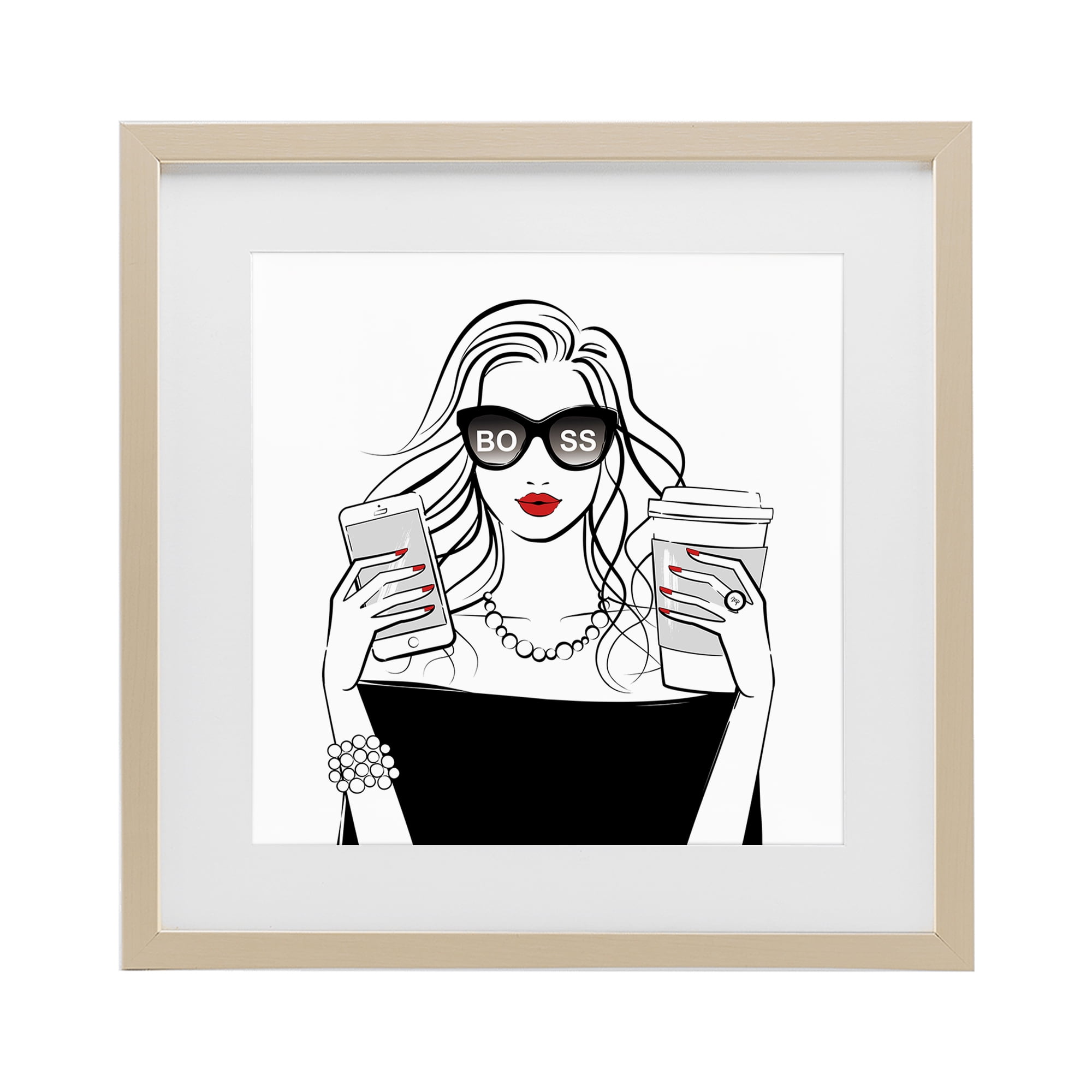 Stupell Industries Chic Boss Morning Coffee Moment Birch Framed Print Under Glass, design by Martina Pavlova