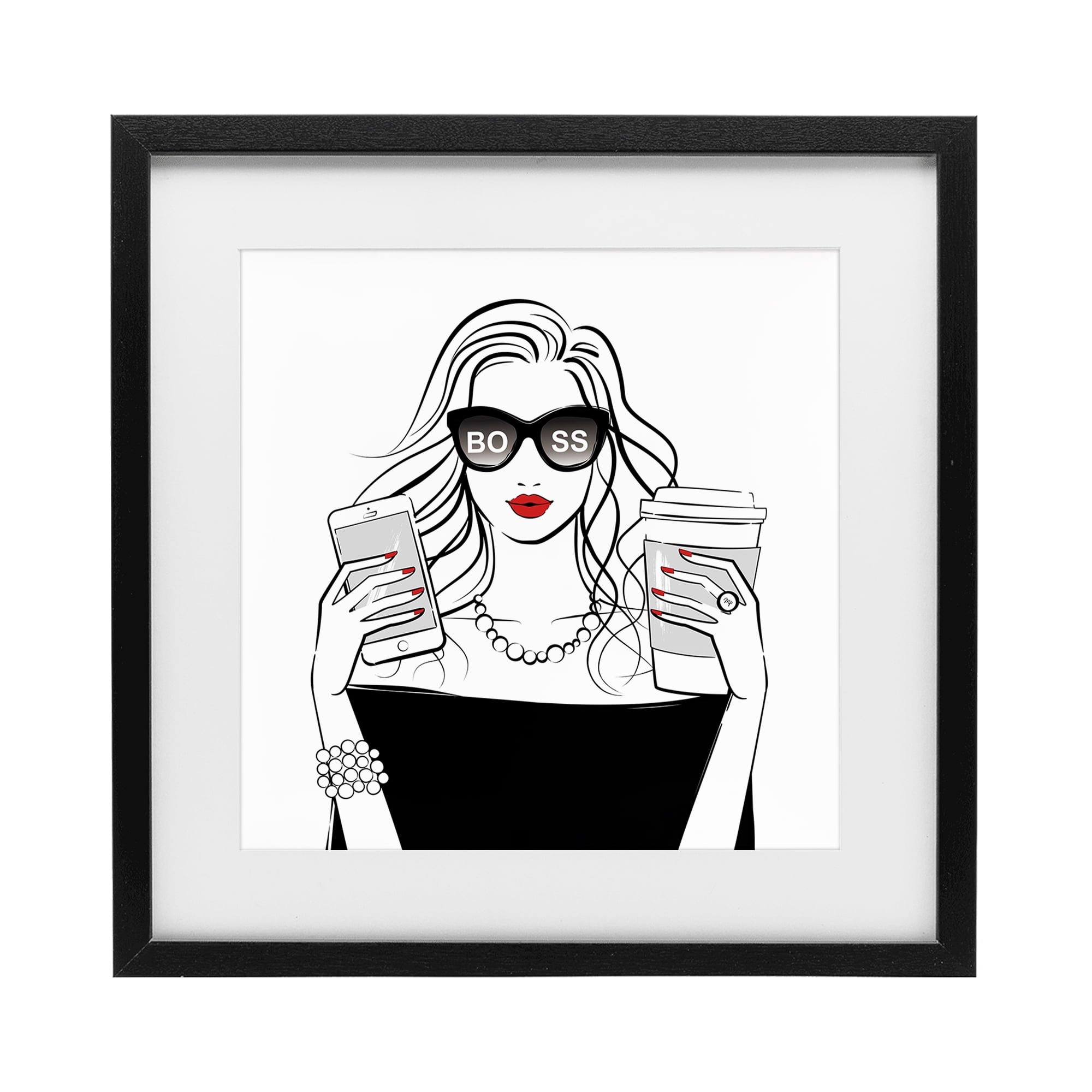 Stupell Industries Chic Boss Morning Coffee Moment Black Framed Print Under Glass, design by Martina Pavlova