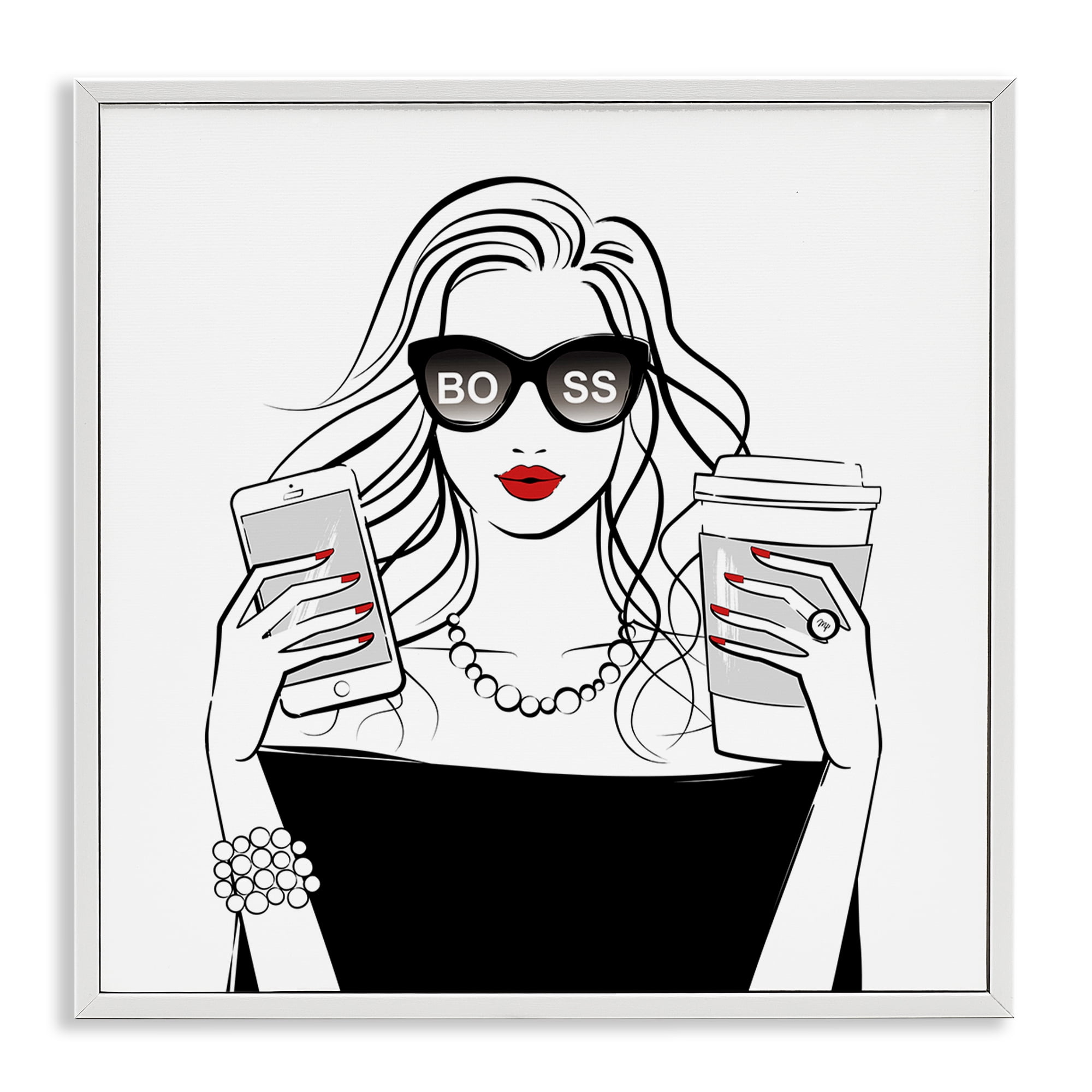 Stupell Industries Chic Boss Morning Coffee Moment White Framed Giclee Art, design by Martina Pavlova