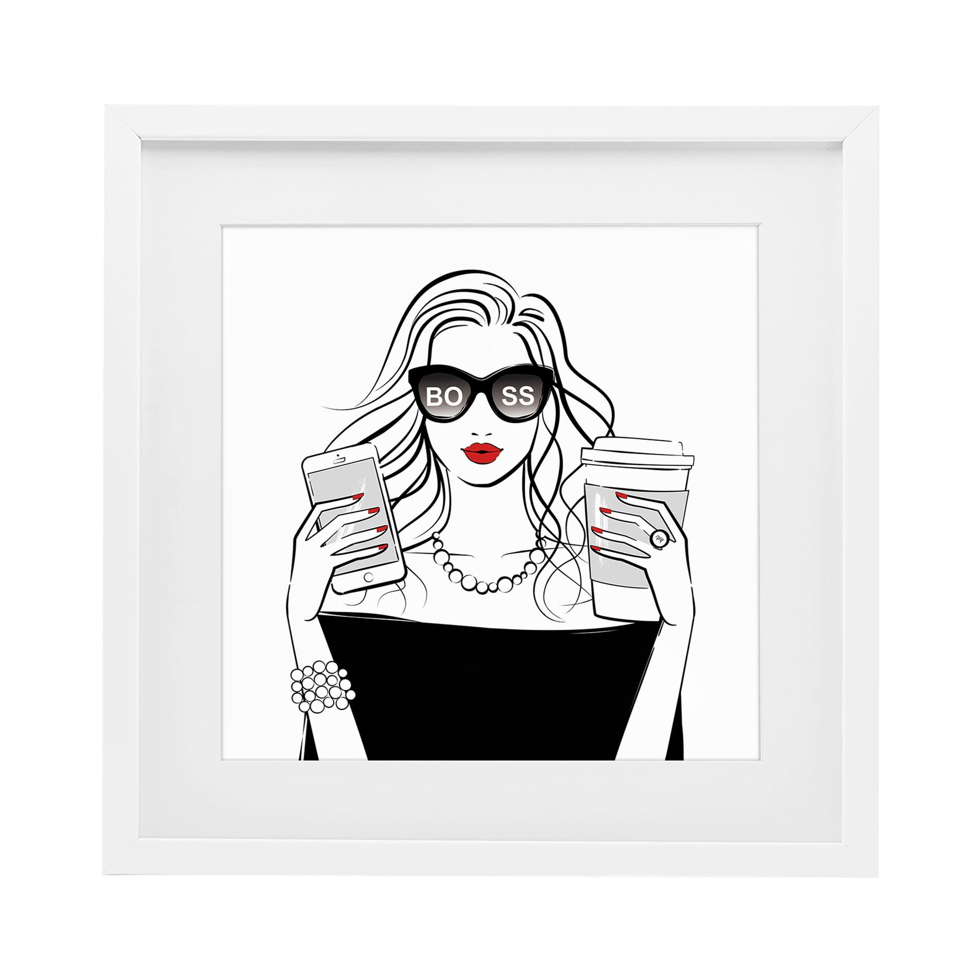 Stupell Industries Chic Boss Morning Coffee Moment White Framed Print Under Glass, design by Martina Pavlova