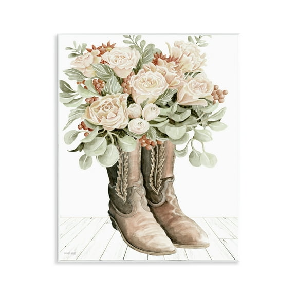 Stupell Industries Chic Bouquet Boots Plants & Flowers Painting Unframed Art Print Wall Art, 11 x 14