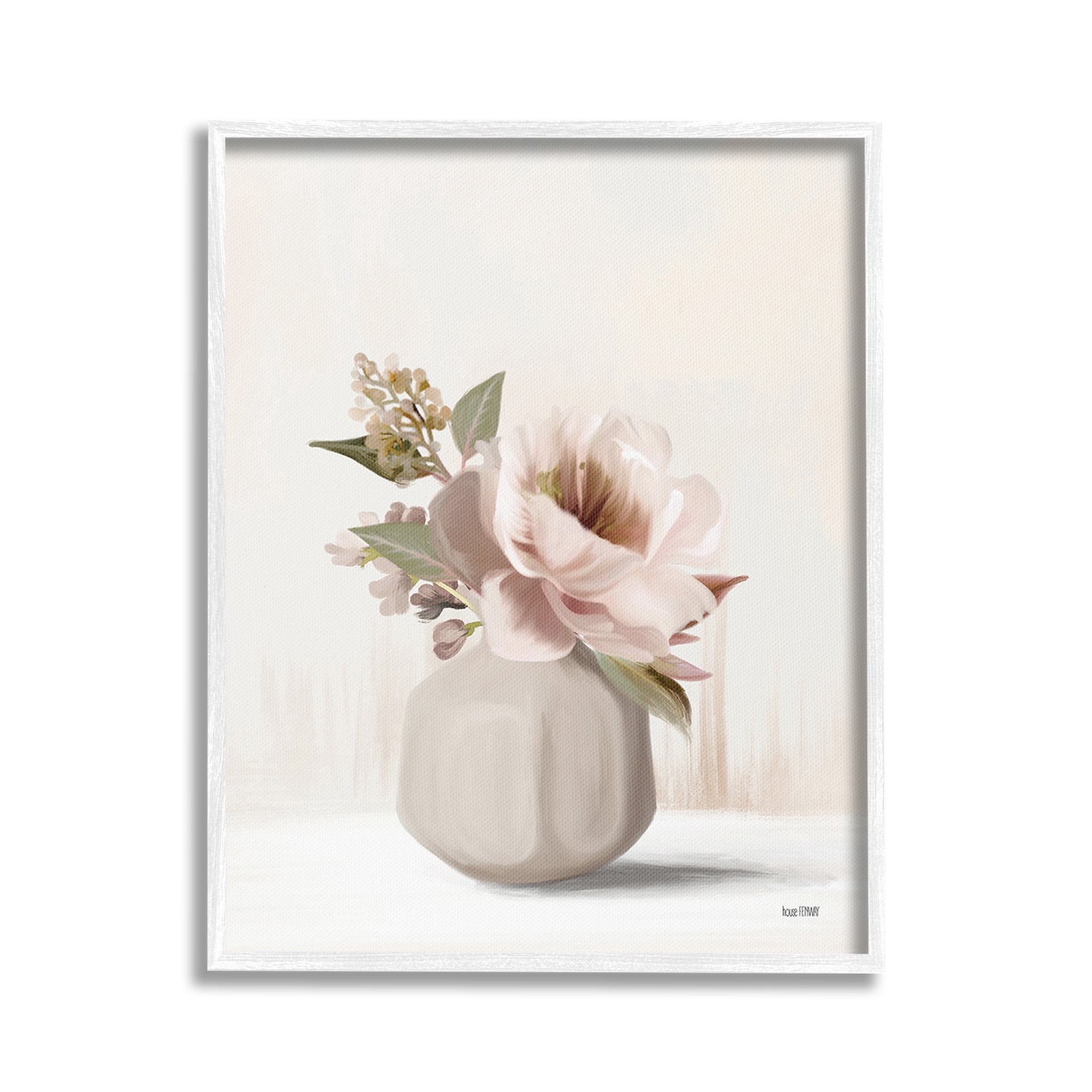 Stupell Industries Chic Bouquet in Vase Botanical & Floral Painting White Framed Art Print Wall Art, 16 x 20