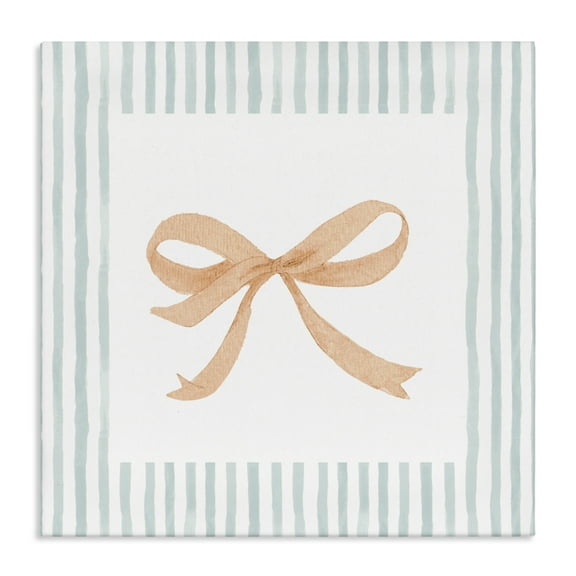 Stupell Industries Chic Bow with Striped Border Canvas Wall Art design by PATRICIA PINTO, 24 x 24