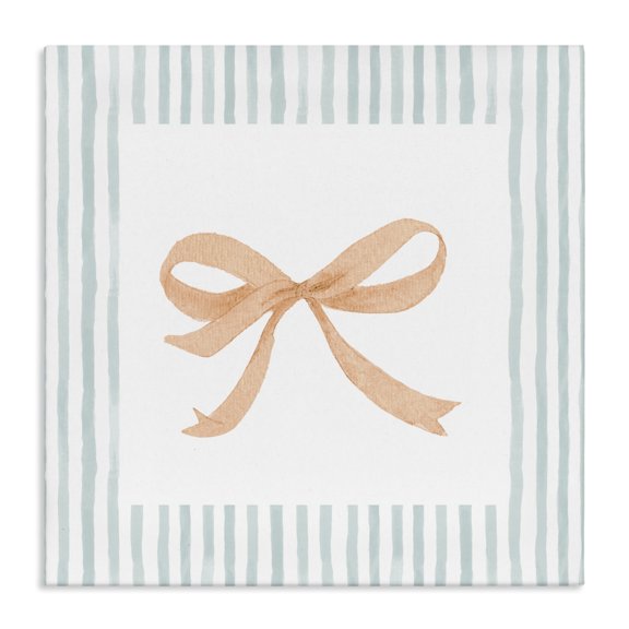 Stupell Industries Chic Bow with Striped Border Canvas Wall Art design by PATRICIA PINTO, 36 x 36