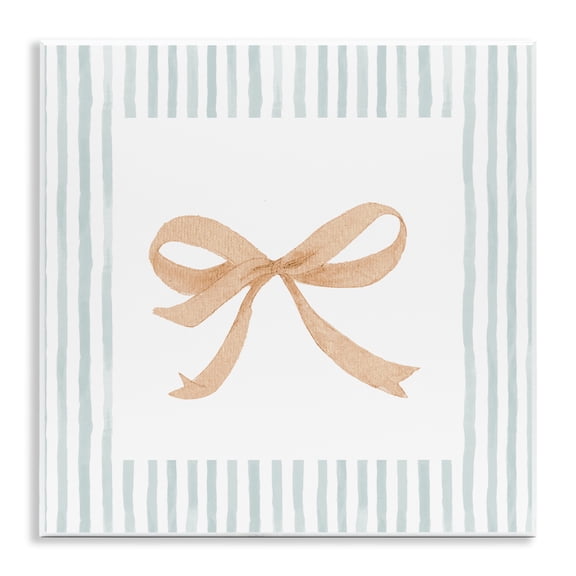 Stupell Industries Chic Bow with Striped Border Wall Plaque Art design by PATRICIA PINTO, 12 x 12
