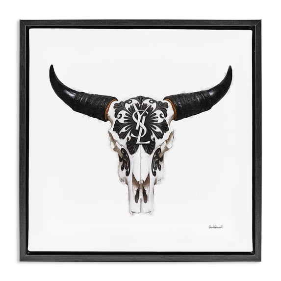 Stupell Industries Southwestern Chic Brand Cattle Skull Black Floating Frame Canvas Art, 18 x 18, by Amanda Greenwood