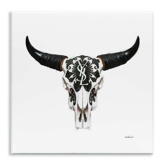 Stupell Industries Chic Brand Cattle Skull Fashion Painting Unframed Art Print Wall Art, 12 x 12