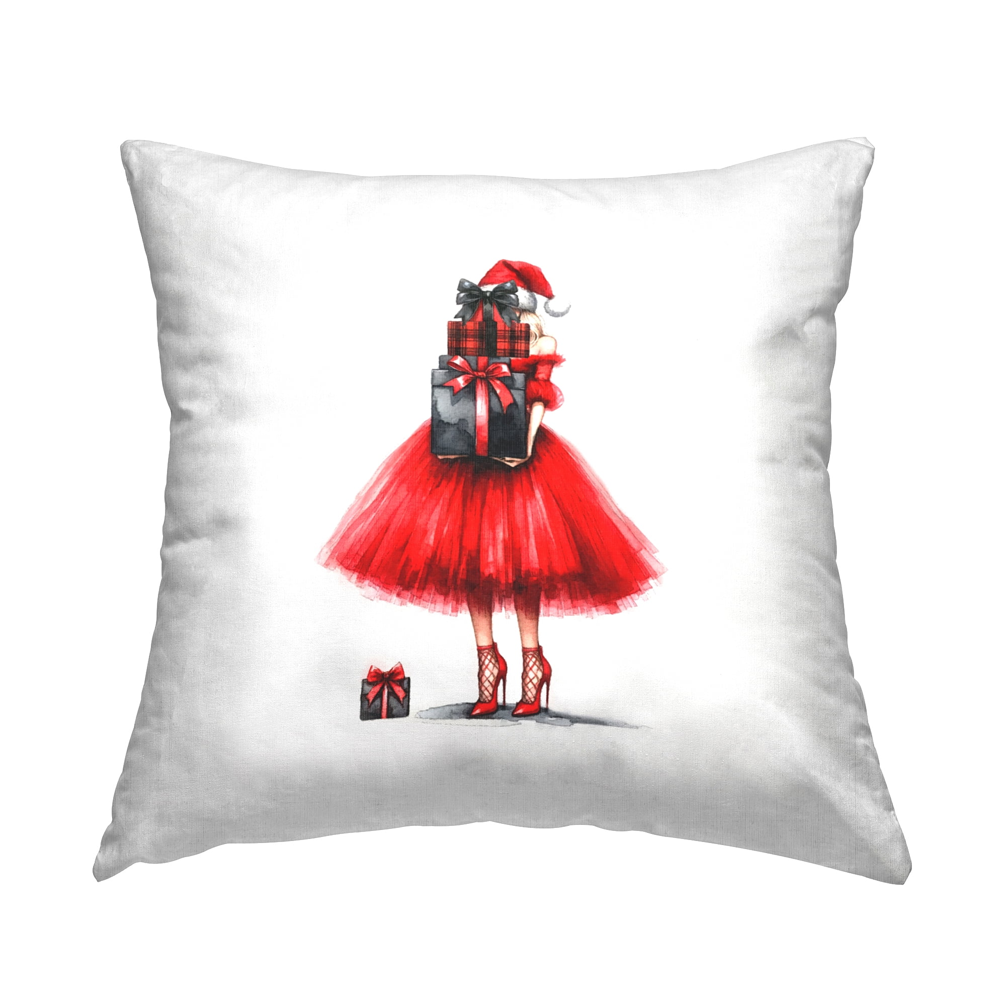Stupell Industries Chic Christmas Gal Decorative Printed Throw Pillow, 18 x 18