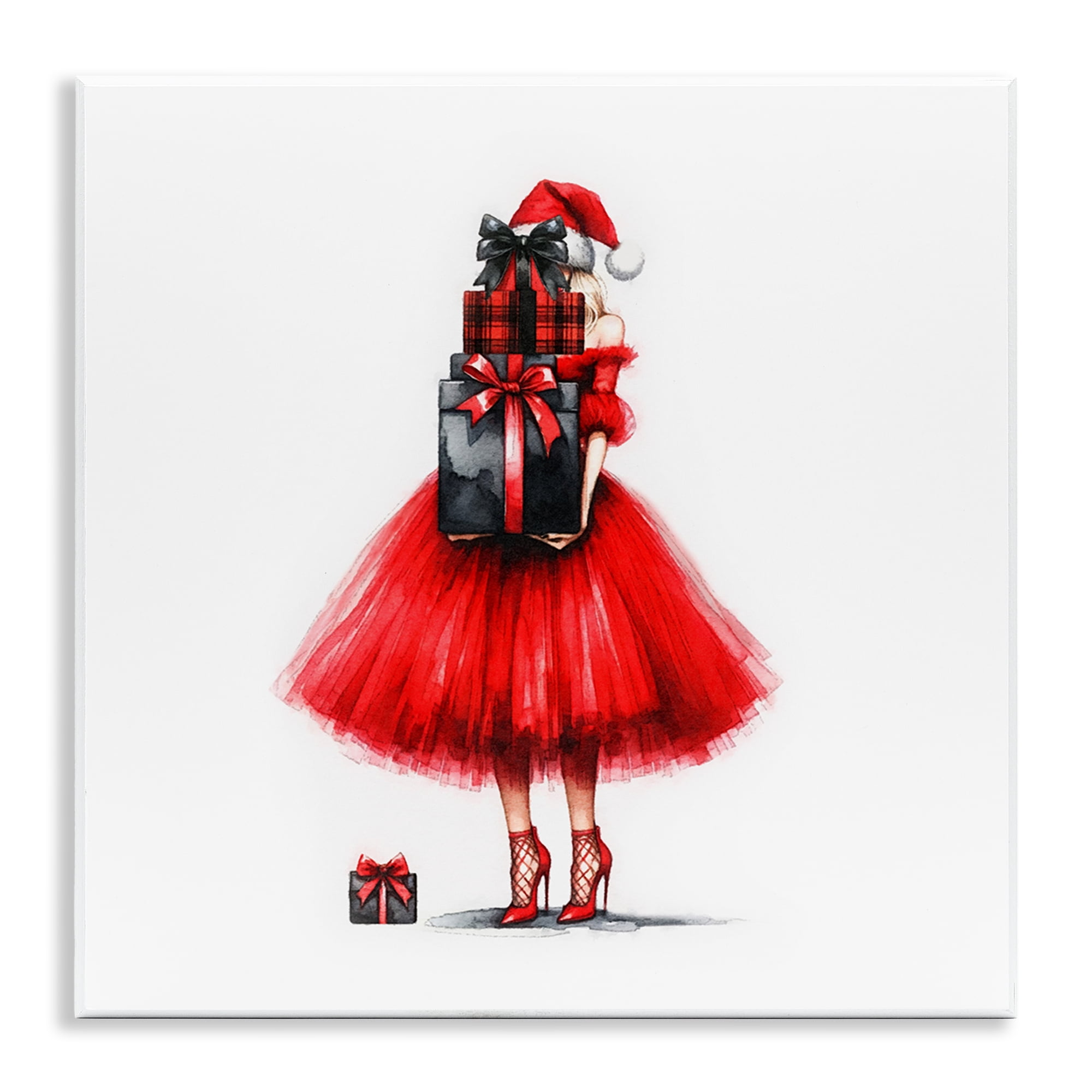 Stupell Industries Chic Christmas Gal Holiday Painting Unframed Art Prints Wall Art, 12 x 12