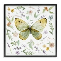 Stupell Industries Chic Cottage Butterfly Animals Painting Black Framed Art Print Wall Art, 12 x 12