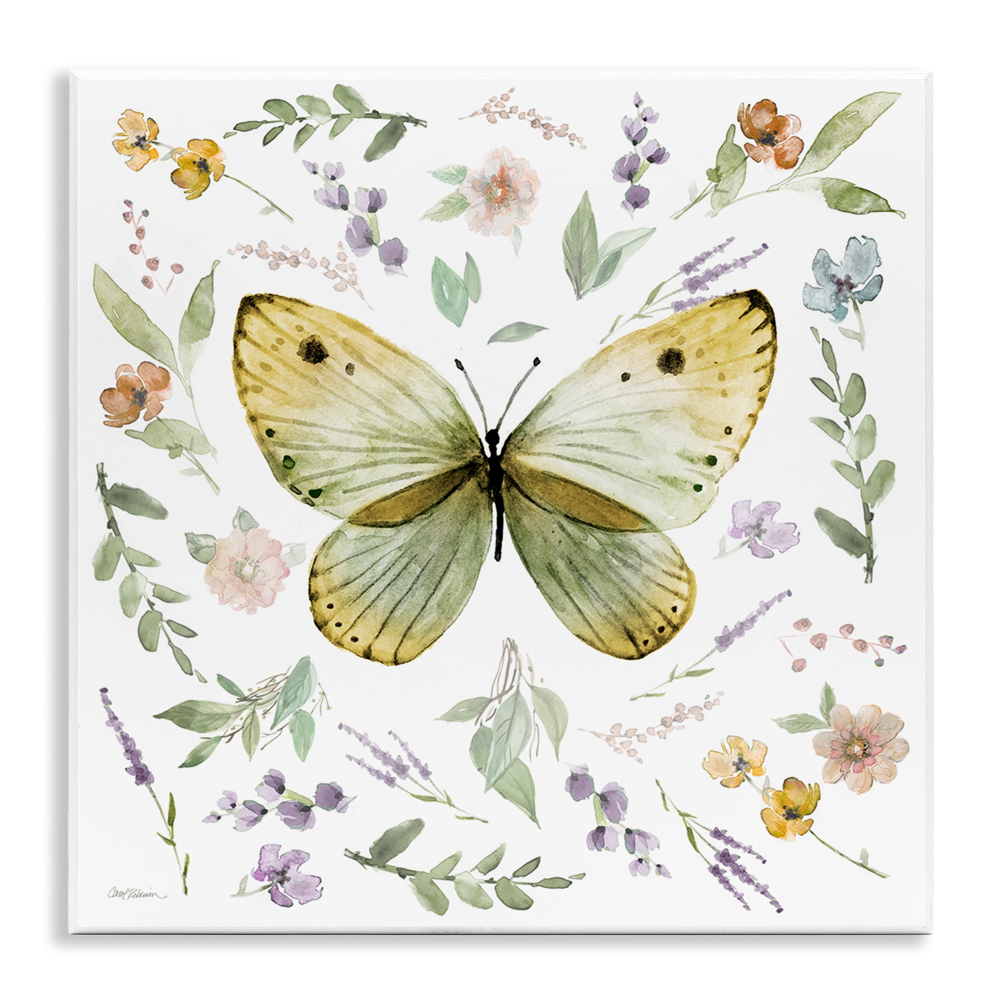 Stupell Industries Chic Cottage Butterfly Animals Painting Unframed Art Print Wall Art, 12 x 12