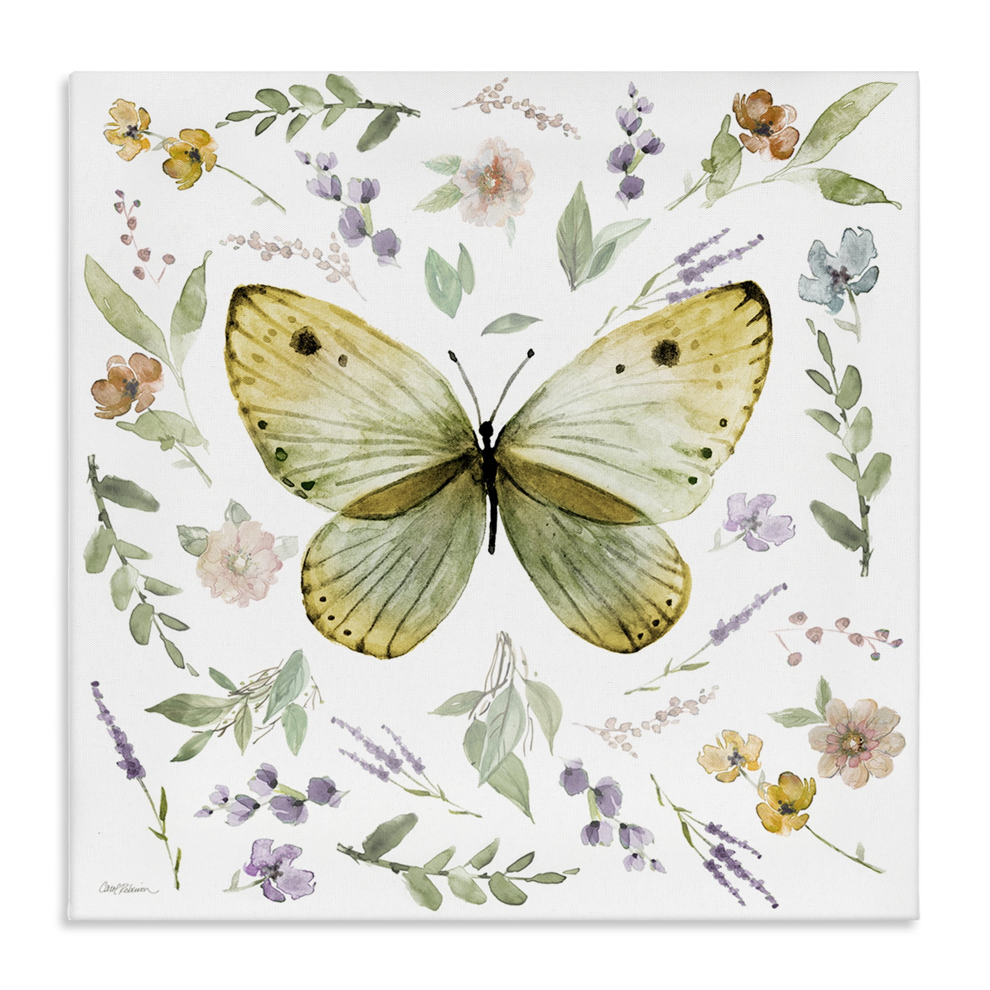 Stupell Industries Chic Cottage Butterfly Animals Painting Wrapped Canvas Art Print Wall Art, 24 x 24