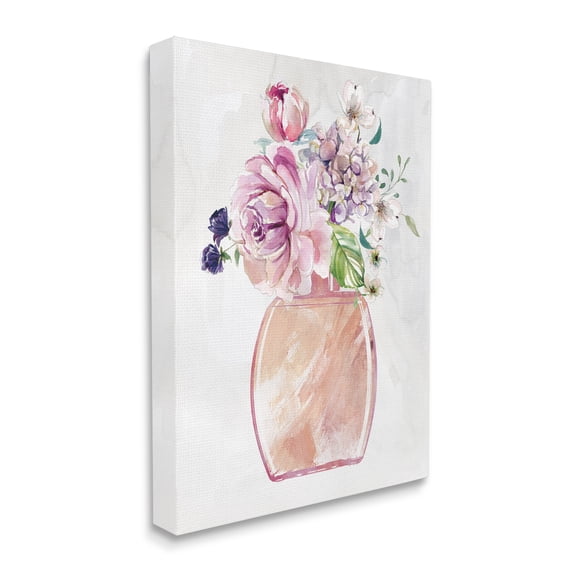 Stupell Industries Chic Cottage Florals in Pink Glam Fragrance Bottle Botanical & Floral Painting Gallery Wrapped Canvas Print Wall Art, 16 x 20