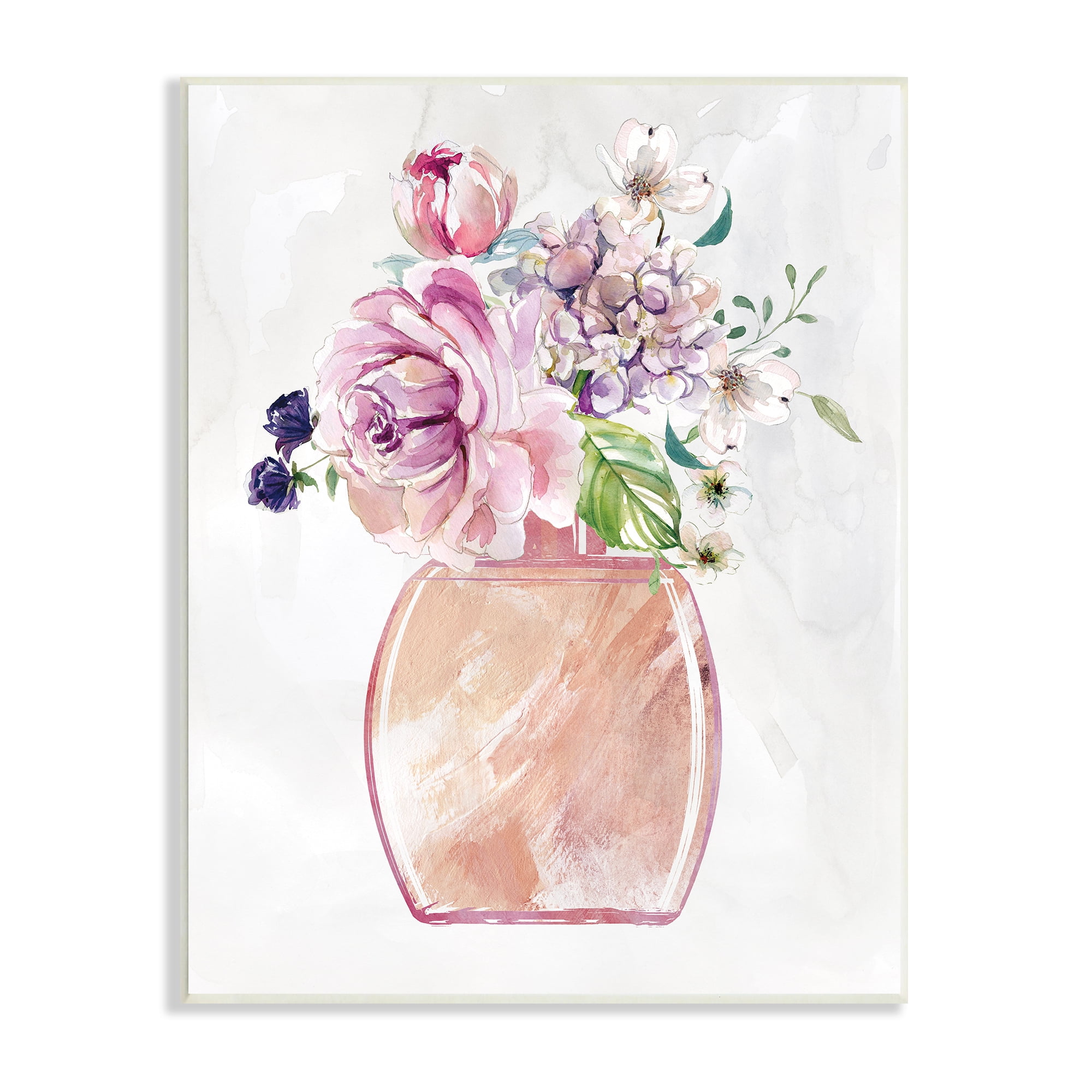 Stupell Industries Chic Cottage Florals in Pink Glam Fragrance Bottle Botanical & Floral Painting Unframed Art Print Wall Art, 13 x 19