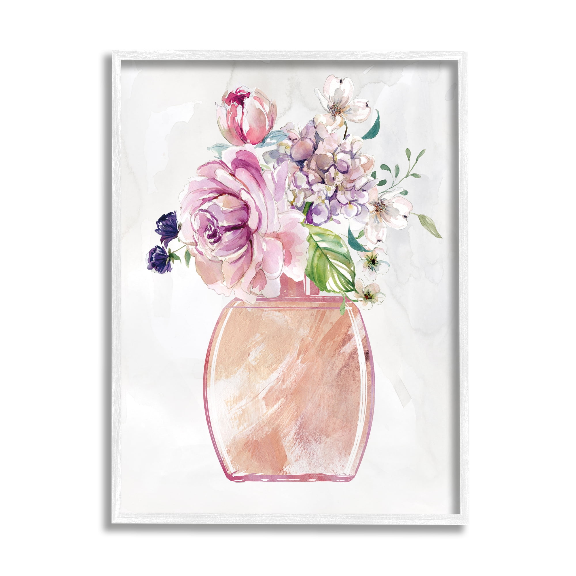 Stupell Industries Chic Cottage Florals in Pink Glam Fragrance Bottle Botanical & Floral Painting White Framed Art Print Wall Art, 11 x 14