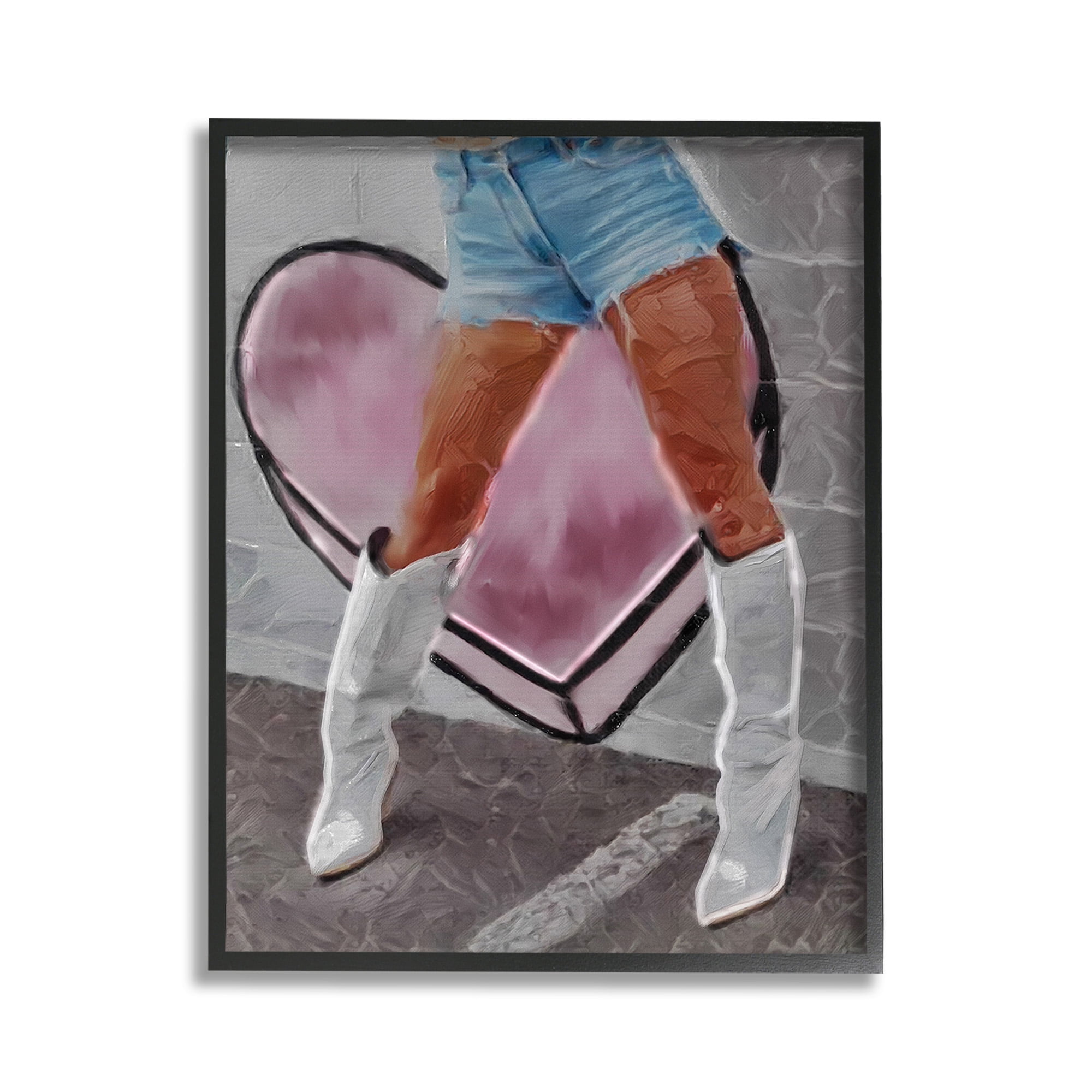 Stupell Industries Chic Cowgirl & Heart Beauty & Fashion Painting Black Framed Art Print Wall Art, 11 x 14