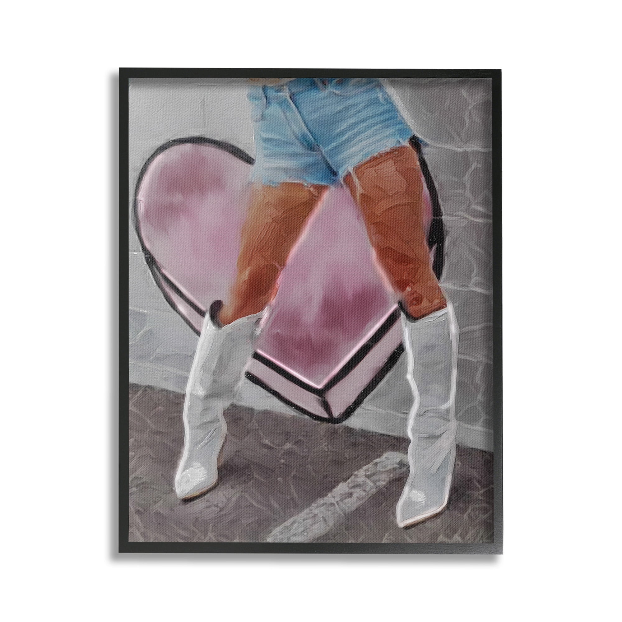 Stupell Industries Chic Cowgirl & Heart Beauty & Fashion Painting Black Framed Art Print Wall Art, 24 x 30