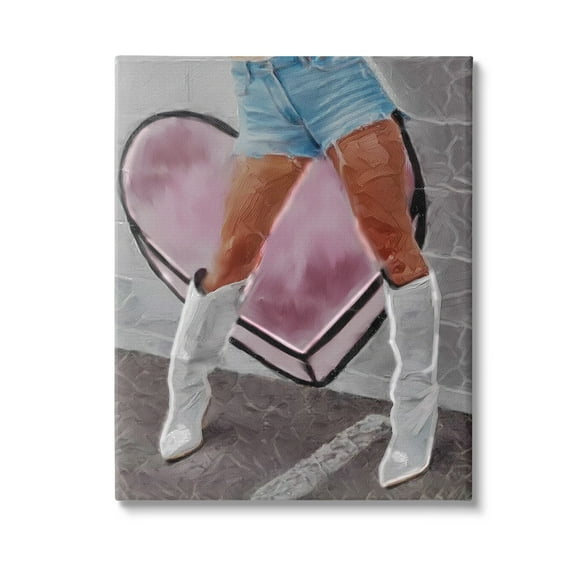 Stupell Industries Chic Cowgirl & Heart Beauty & Fashion Painting Gallery Wrapped Canvas Art Print Wall Art, 16 x 20