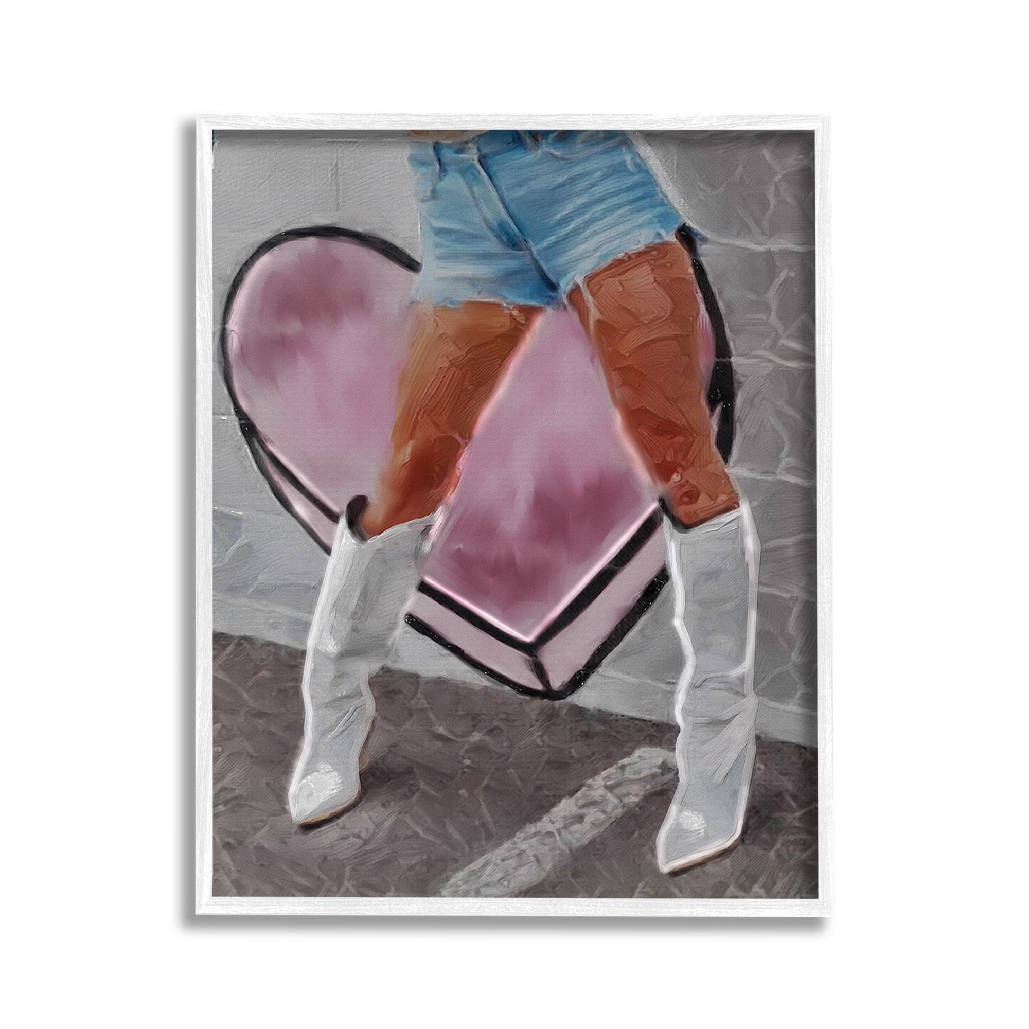 Stupell Industries Chic Cowgirl & Heart Beauty & Fashion Painting White Framed Art Print Wall Art, 11 x 14