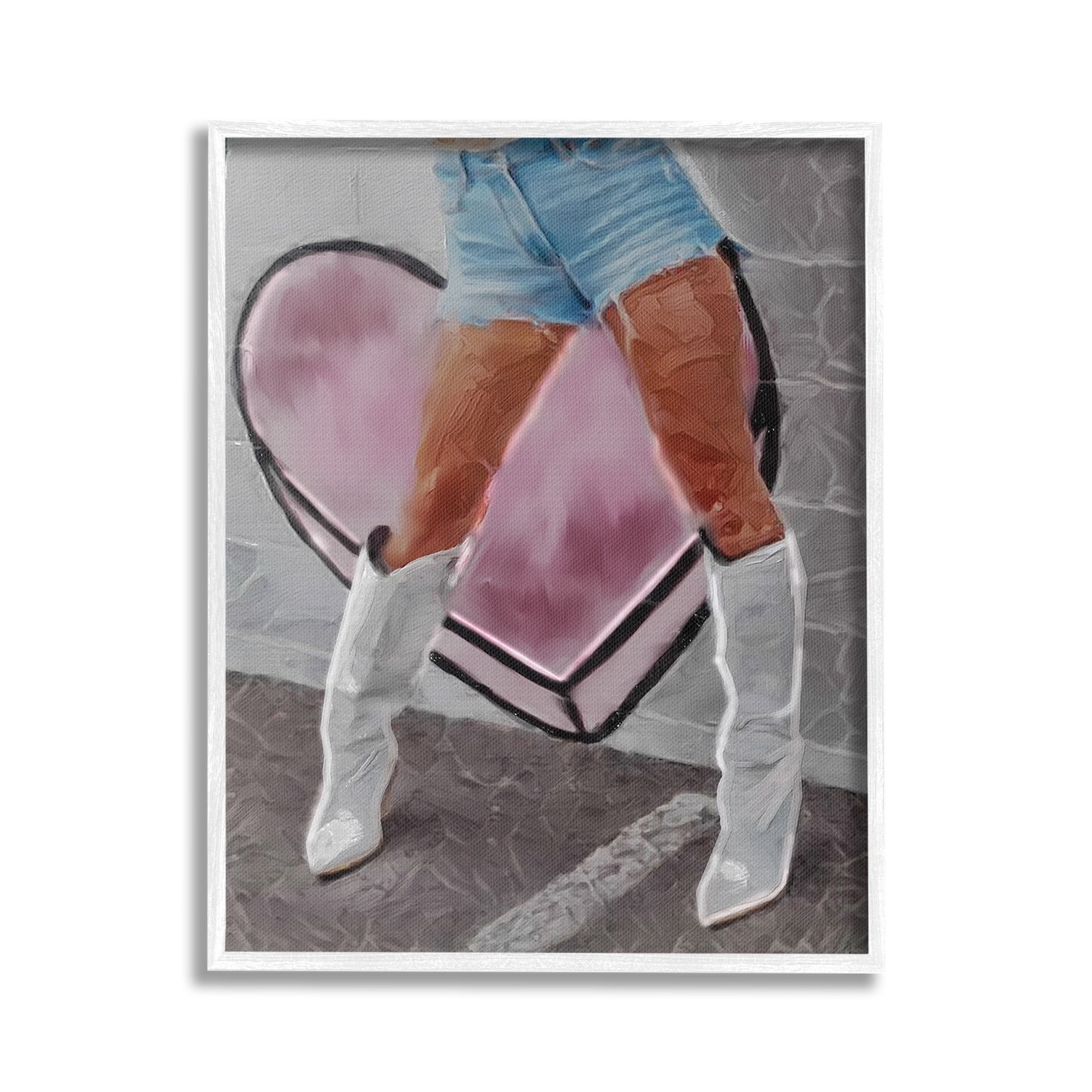 Stupell Industries Chic Cowgirl & Heart Beauty & Fashion Painting White Framed Art Print Wall Art, 16 x 20