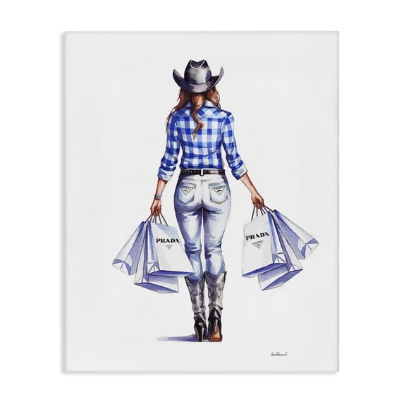 Stupell Industries Modern Chic Cowgirl & Shopping Bags Canvas Art, 36 x 48, by Amanda Greenwood