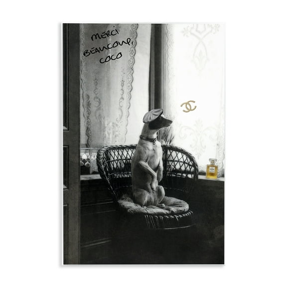 Stupell Industries Chic Dog with French Words Animals Painting Unframed Art Print Wall Art, 10 x 15