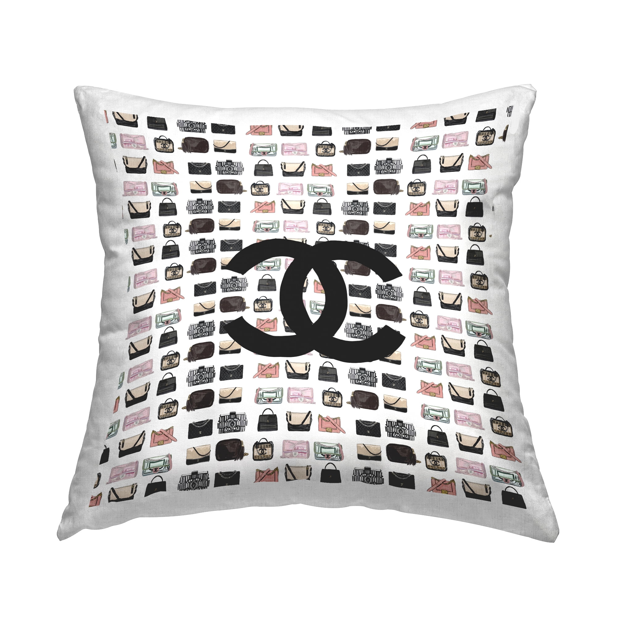Stupell Industries Chic Fashion Brand Symbol Purses Square Decorative Printed Throw Pillow, 18 x 18,