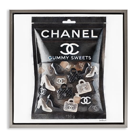 Stupell Industries Chic Fashion Candy Fashion Painting Gray Floater Framed Canvas Art Print Wall Art, 18 x 18