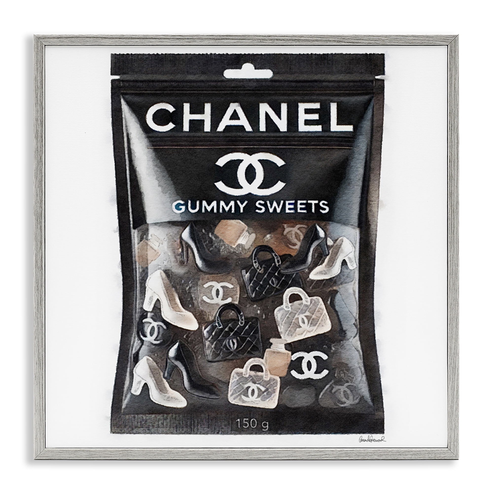 Stupell Industries Chic Fashion Candy Fashion Painting Gray Framed Art Print Wall Art, 17 x 17