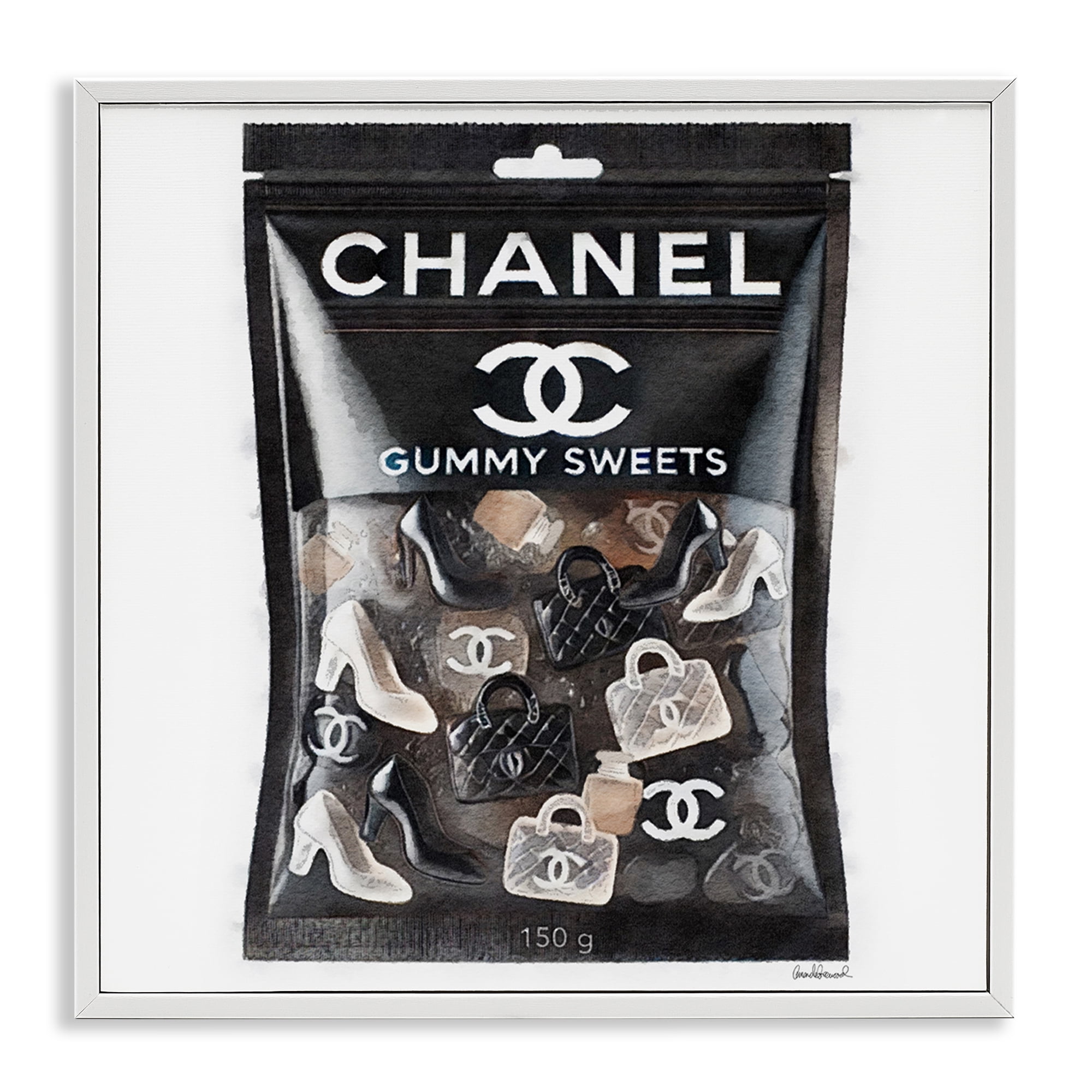 Stupell Industries Chic Fashion Candy Fashion Painting White Framed Art Print Wall Art, 17 x 17