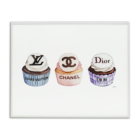 Stupell Industries Chic Fashion Cupcake Trio White Framed Giclee Art design by Amanda Greenwood, 16 x 20