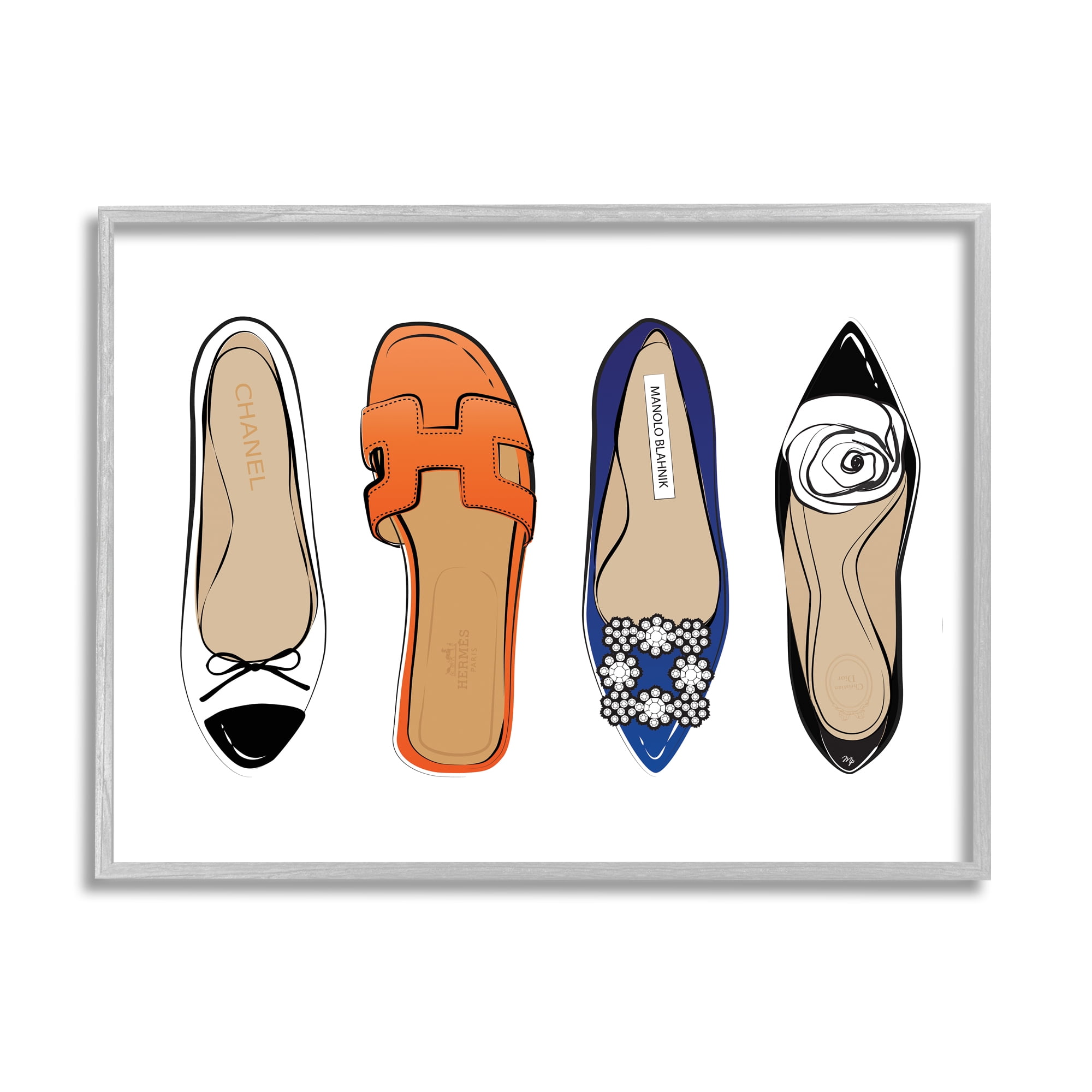 Stupell Industries Chic Fashion Heels Blue Orange Flats Fashion Feet, 11 x 14, Designed by Martina Pavlova