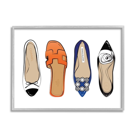Stupell Industries Chic Fashion Heels Blue Orange Flats Fashion Feet, 11 x 14, Designed by Martina Pavlova