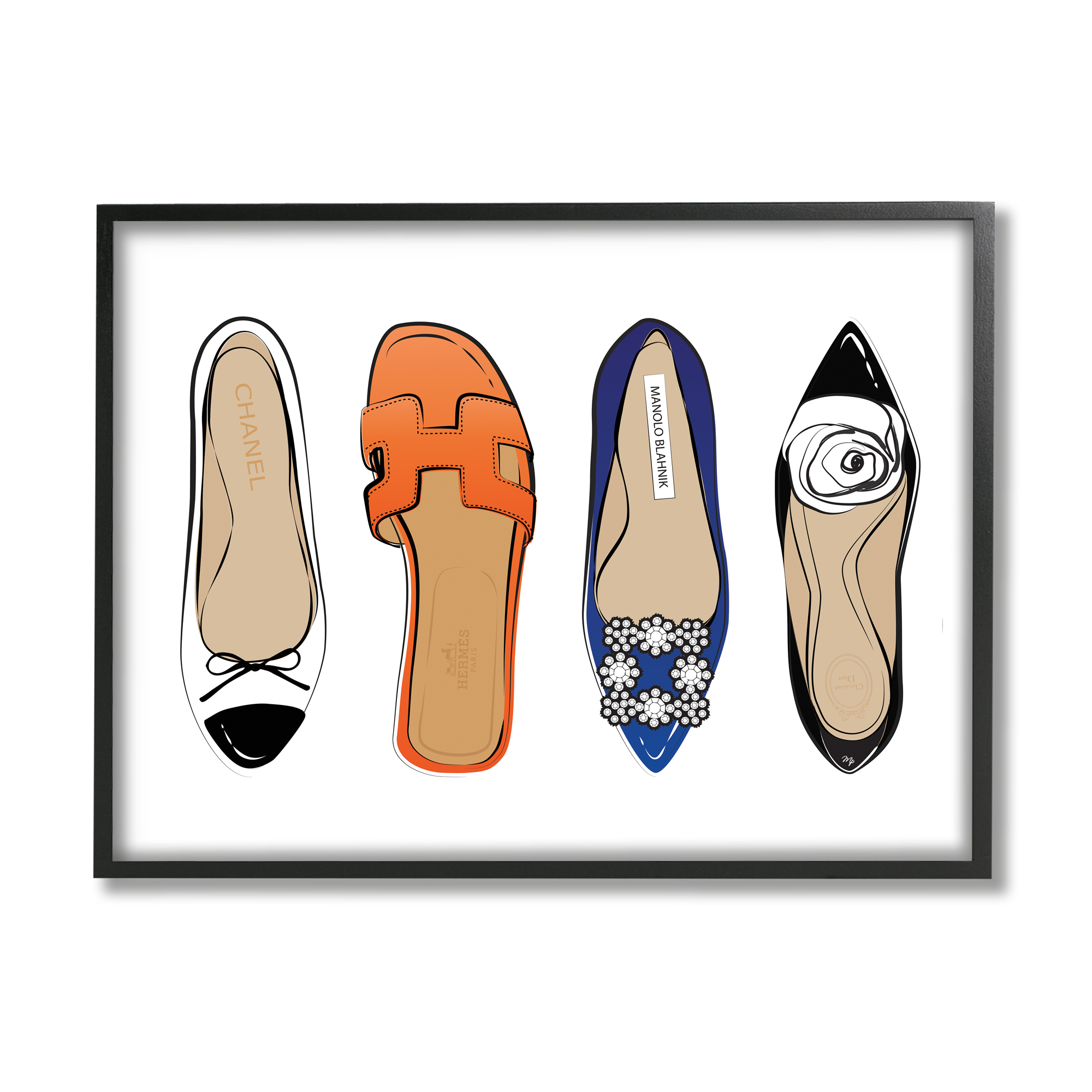 Stupell Industries Chic Fashion Heels Blue Orange Flats Fashion Feet, 11 x 14, Designed by Martina Pavlova