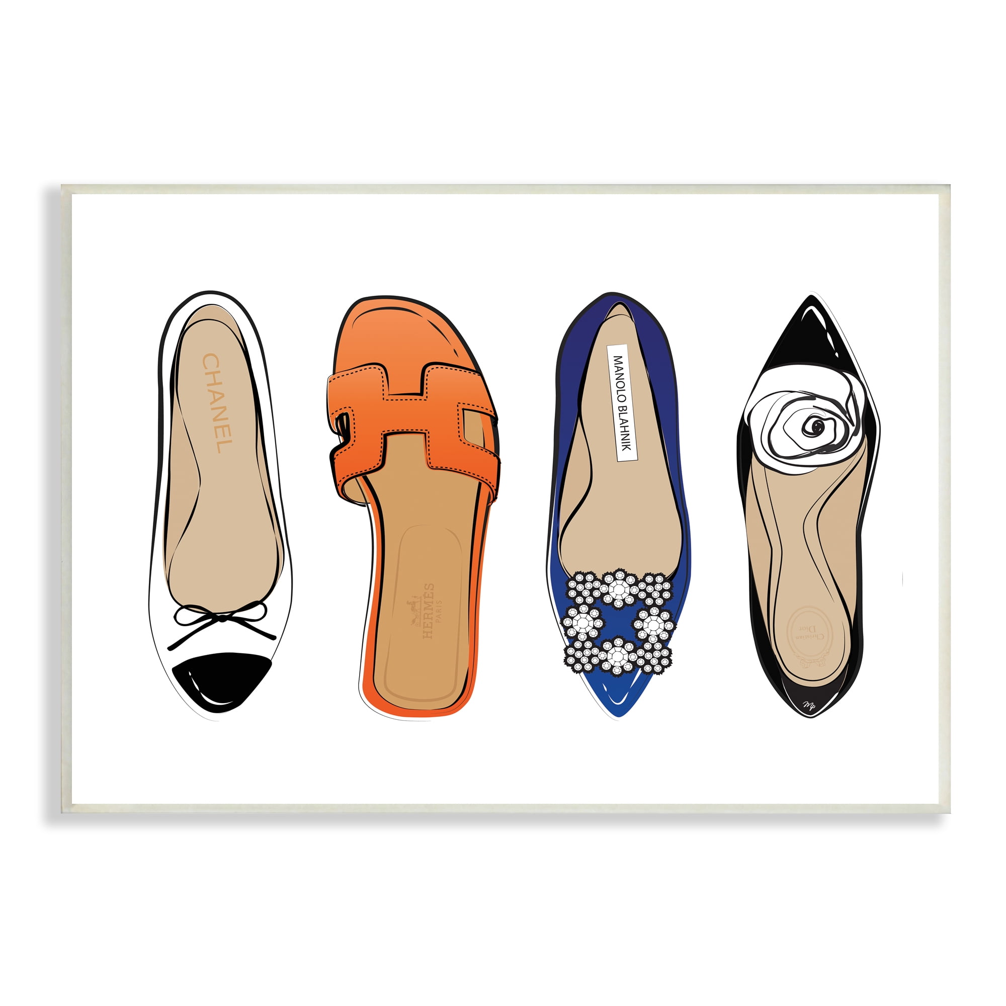 Stupell Industries Chic Fashion Heels Blue Orange Flats Fashion Feet, 13 x 19, Designed by Martina Pavlova