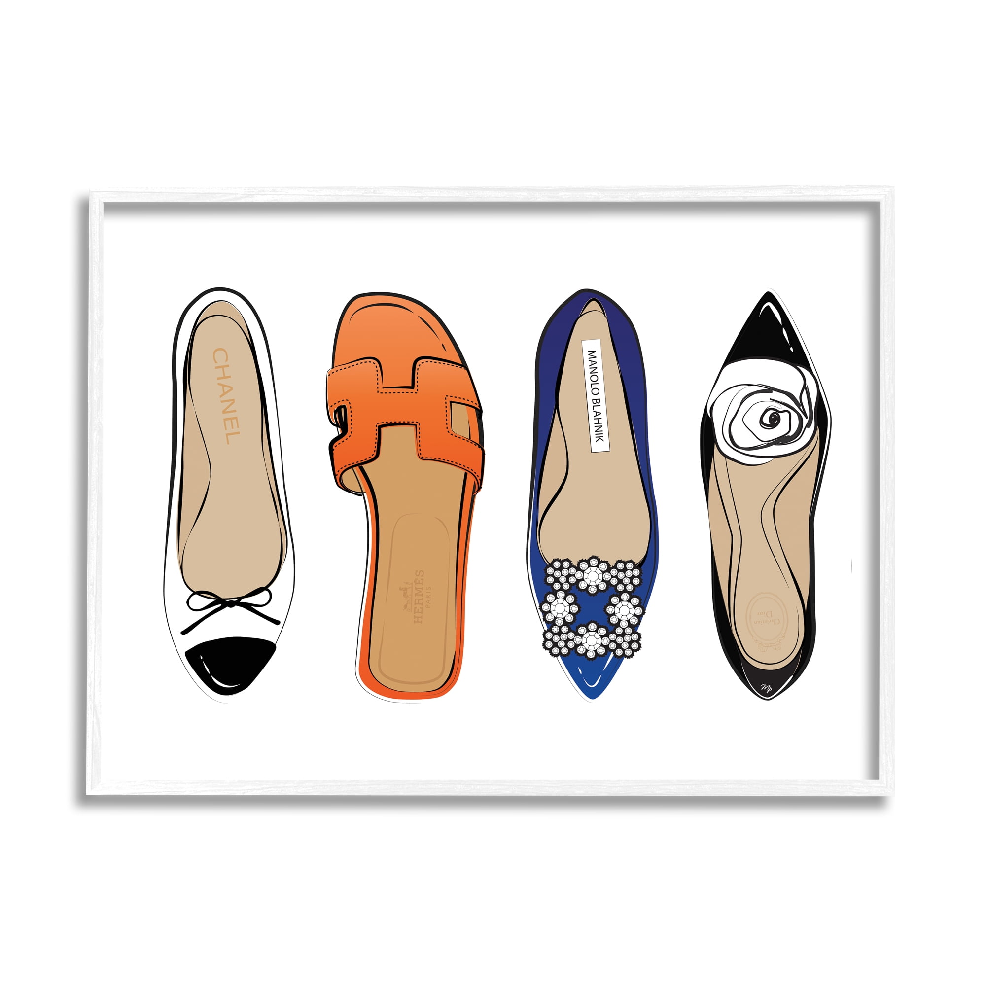 Stupell Industries Chic Fashion Heels Blue Orange Flats Fashion Feet, 24 x 30, Designed by Martina Pavlova