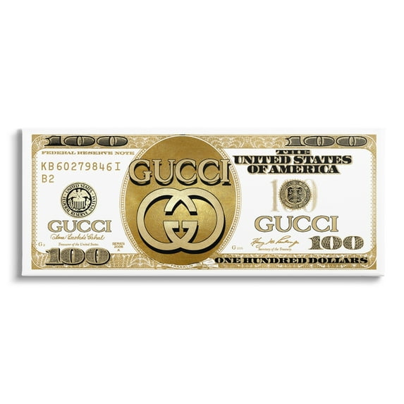 Stupell Industries Chic Fashion Money Dollar Bill Glam Design Canvas Wall Art, 24 x 10, Design by Madeline Blake