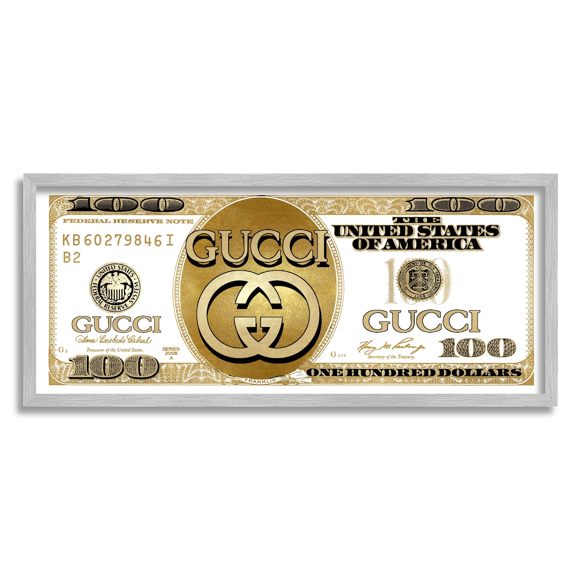 Stupell Industries Chic Fashion Money Dollar Bill Glam Design Framed Wall Art, 24 x 10, Design by Madeline Blake